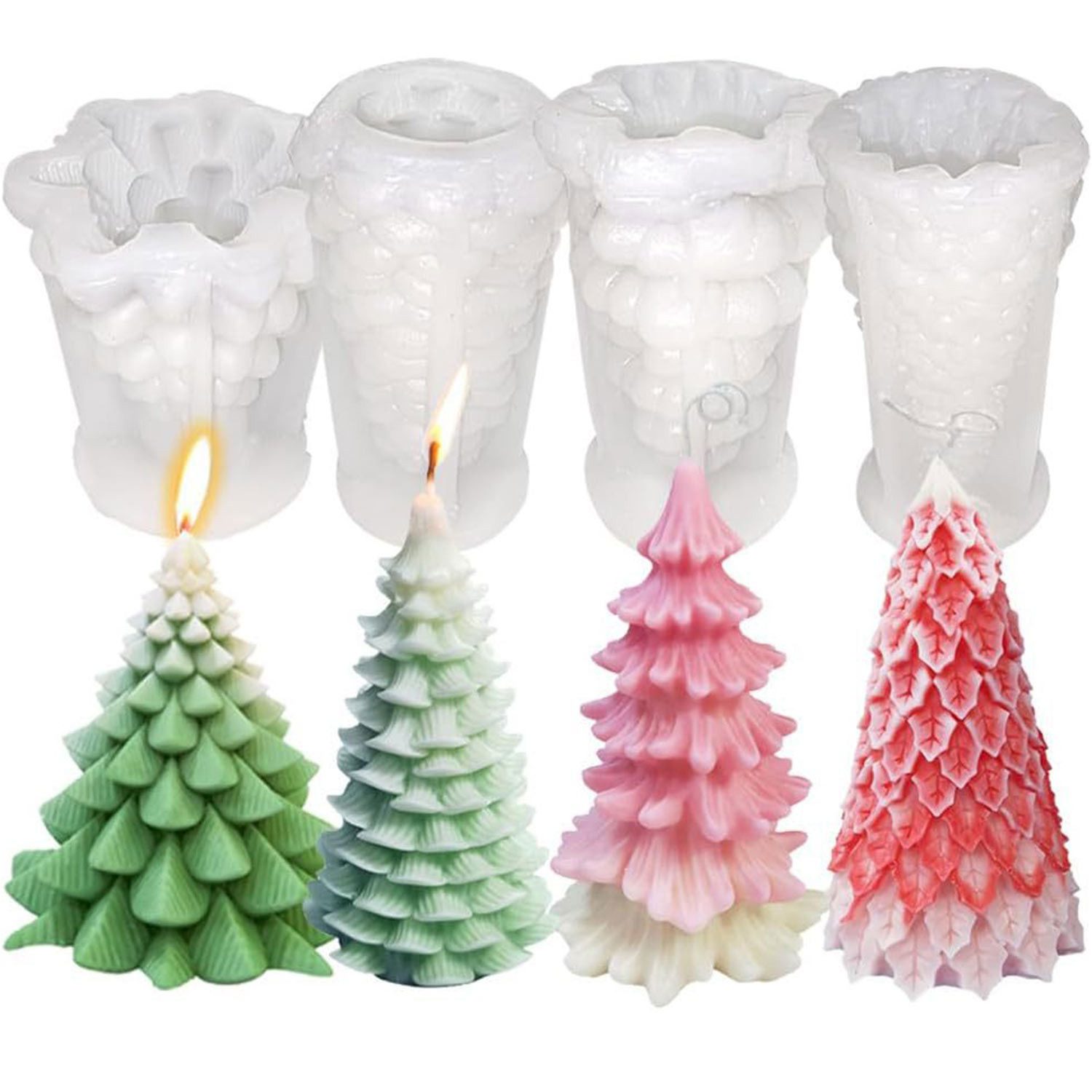 Modellierwerkzeug 4 St Kerzengießformen 3D Weihnachtskerze Formen Silikonform Kerzen