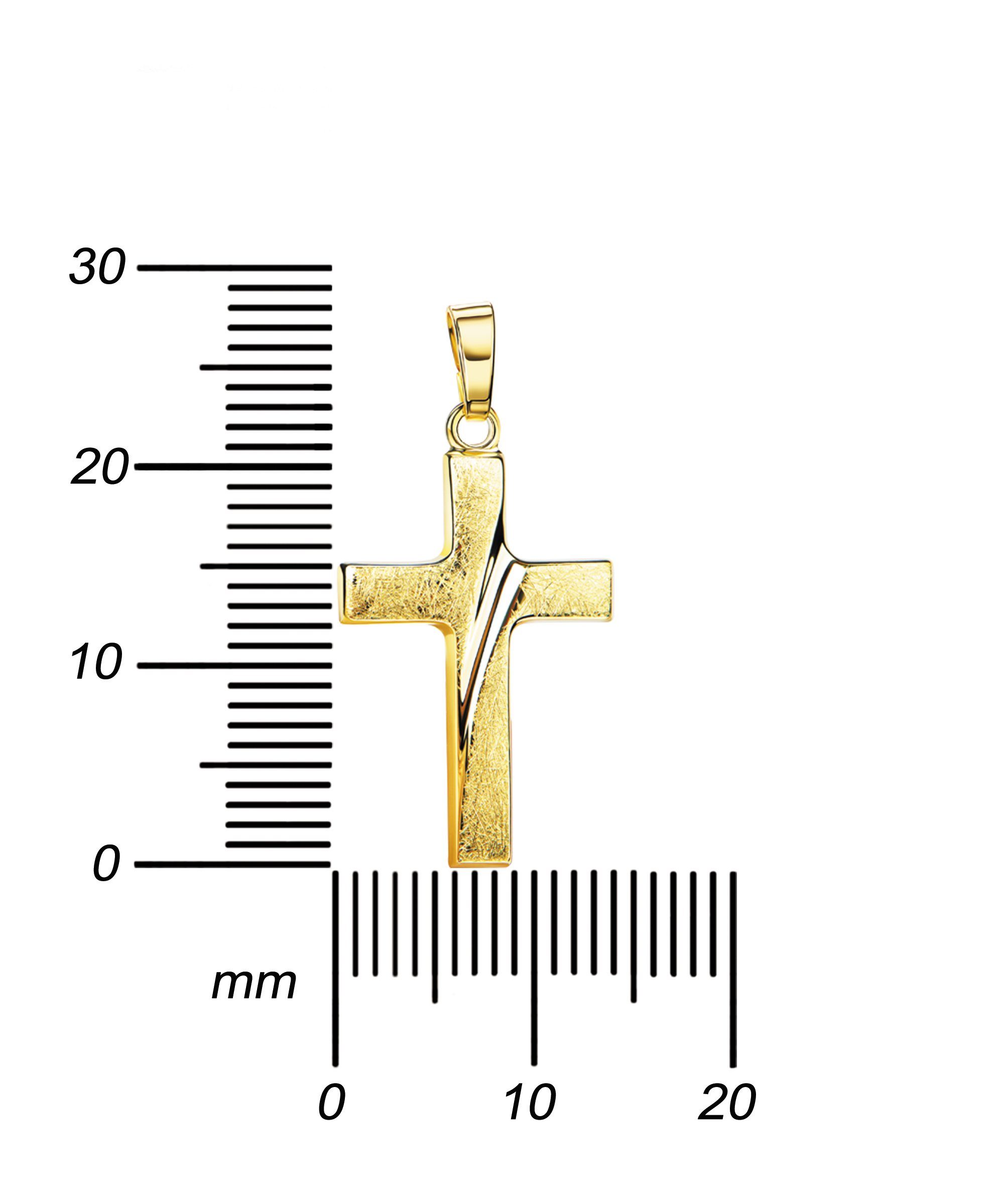 JEVELION Gold - cm. wählbar eismattiert in Halskette (Goldkreuz, Anhänger für Herren), Länge - Mit Kreuzkette 36 und 70 Germany vergoldet- 333 Damen Made Kreuz