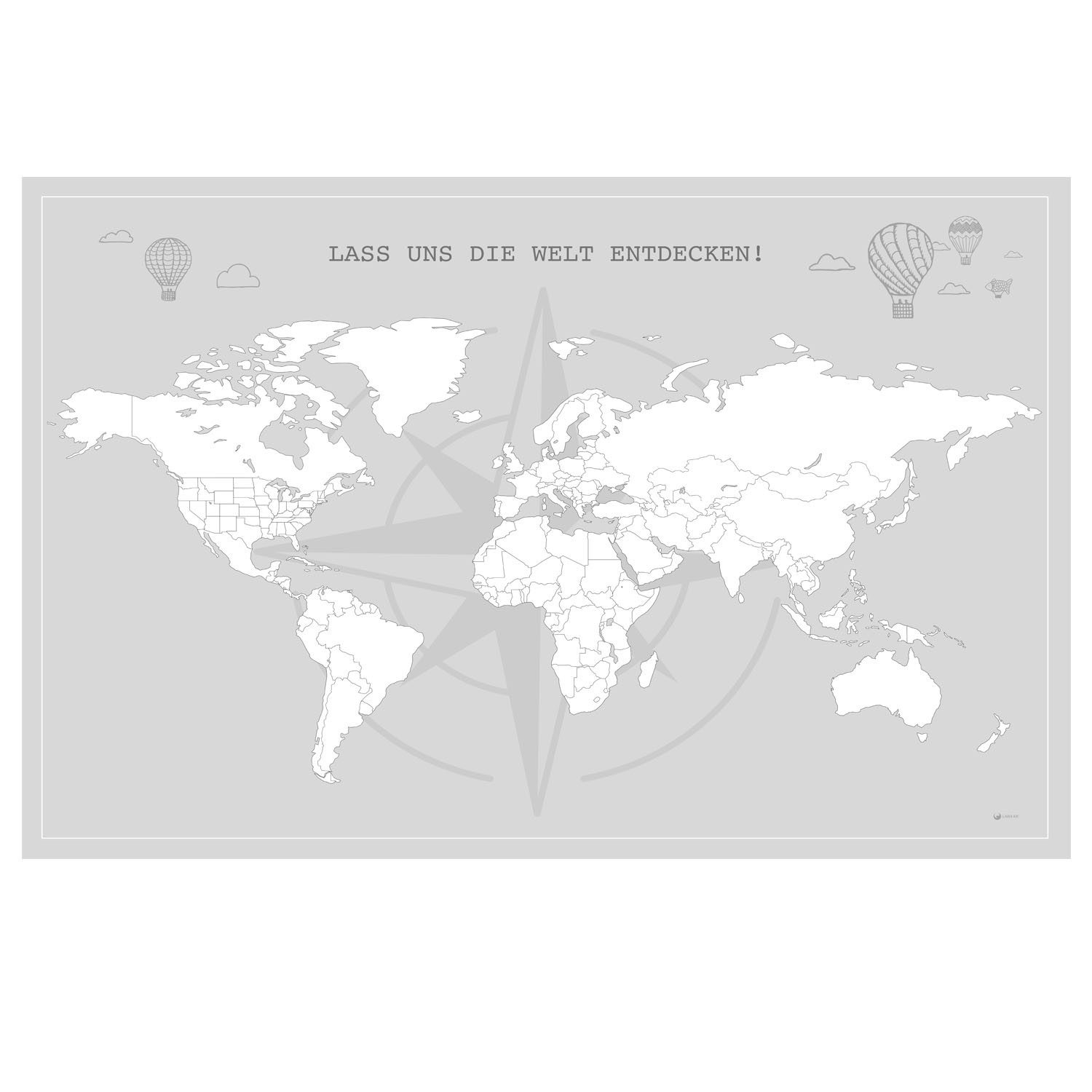 LANA KK Bild Weltkarte zum ausmalen, als Poster oder Leinwandbild