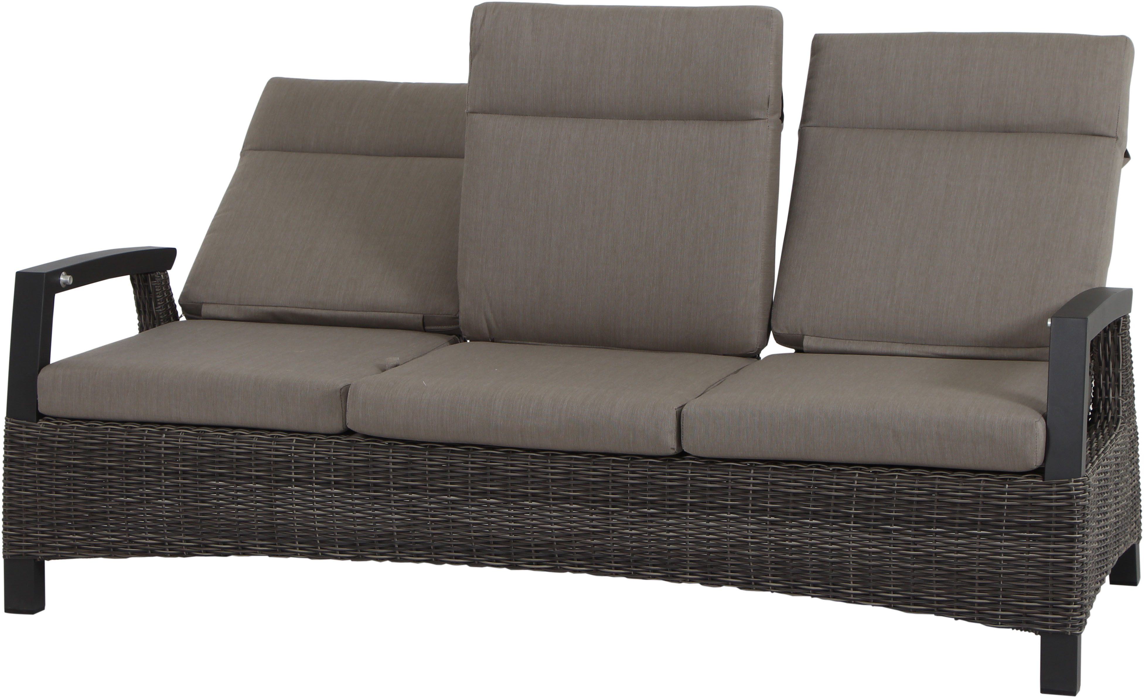 Siena Garden Gartenlounge-Bank CORIDO Lounge 3er Sofa in charcoal grey, Gestell Alu matt anthrazit, mit Sitz- u. Rückenkissen taupe meliert