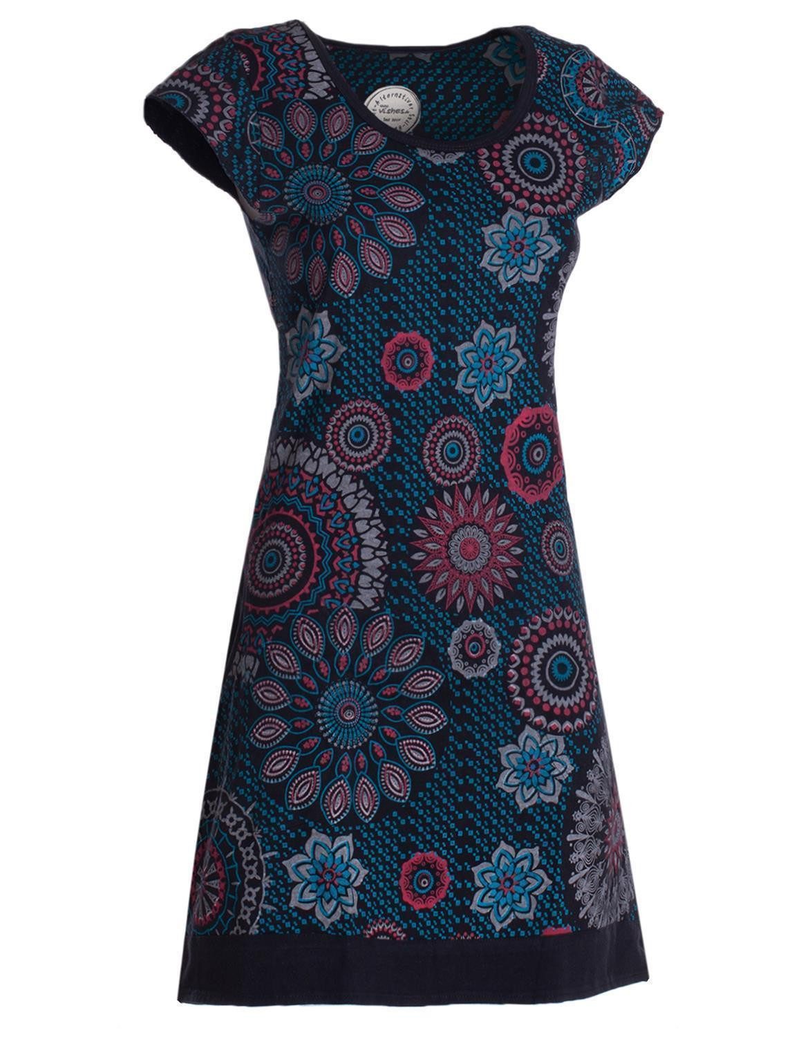 Vishes Tunikakleid Kurzarm Damen Sommer-Kleid Longshirt-Kleid Mini-Kleid Tunika-Kleid Hippie, Boho, Goa Style – Bild 4 von 4
