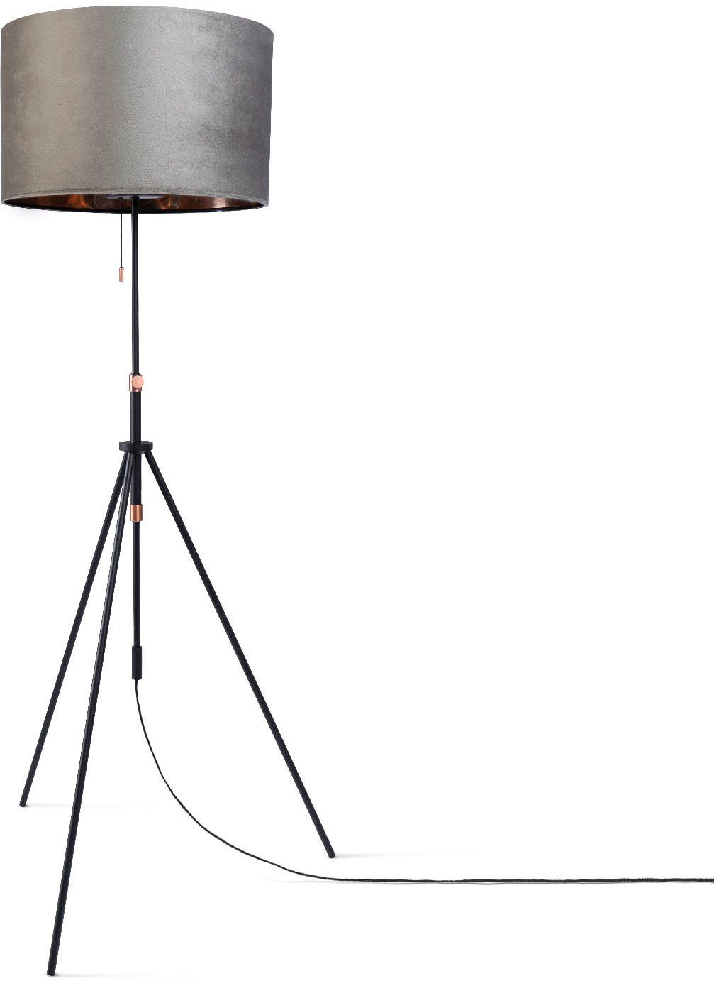 Paco Stehlampe Zugschalter Höhenverstellbar Naomi Velour 176,5 Color, cm Home 121,5 Leuchtmittel, ohne uni bis Wohnzimmer