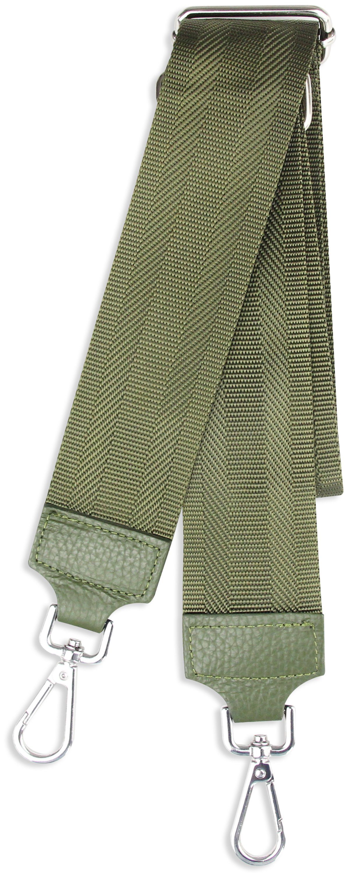 Frentree Schulterriemen MADE IN 5cm verstellbarer Schultergurt breiter für Gurt, Grün Muster: Einfarbig ITALY, Taschen