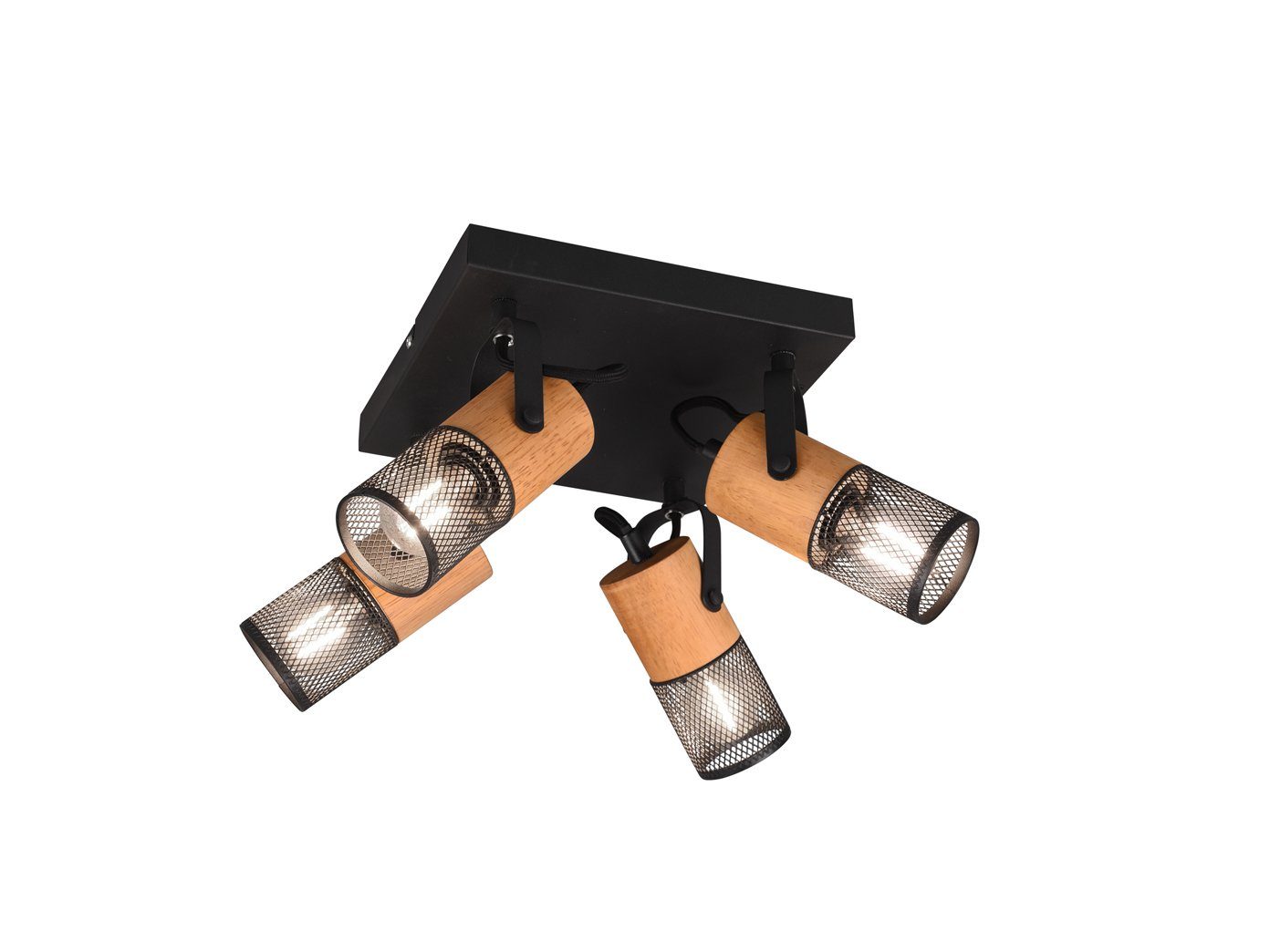 TRIO Leuchten LED Deckenstrahler, Warmweiß, Decken-lampe Industriedesign Spotlampen Gitter-lampe Holz-lampe, Ø22cm