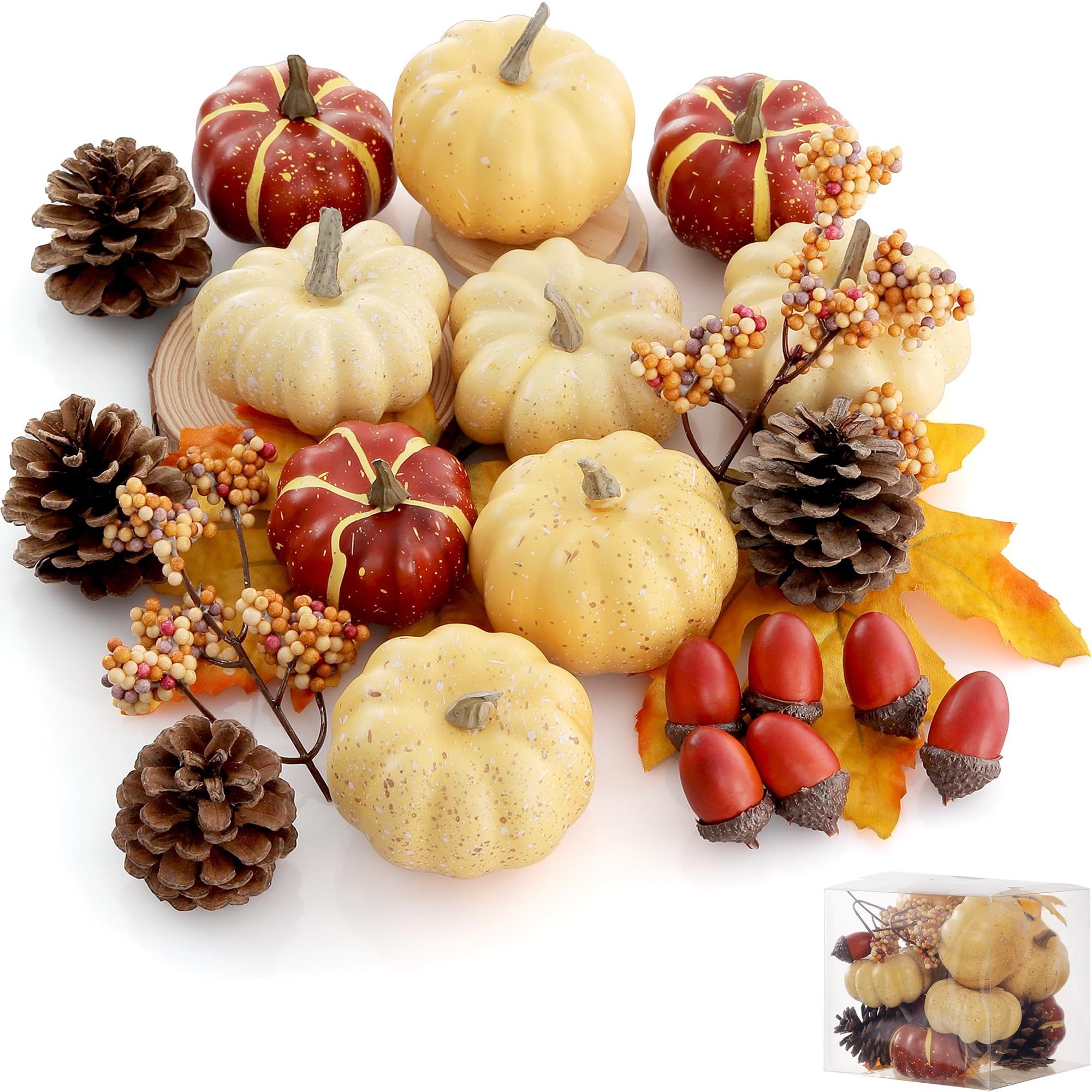 Sorvyzxn Dekofigur Kürbis-Deko-Set, 23-teilig, Herbstliche Schalendekorationen Herbstdeko (23 St), für Tischdekorationen zu Hause, Halloween und Thanksgiving (DIY)