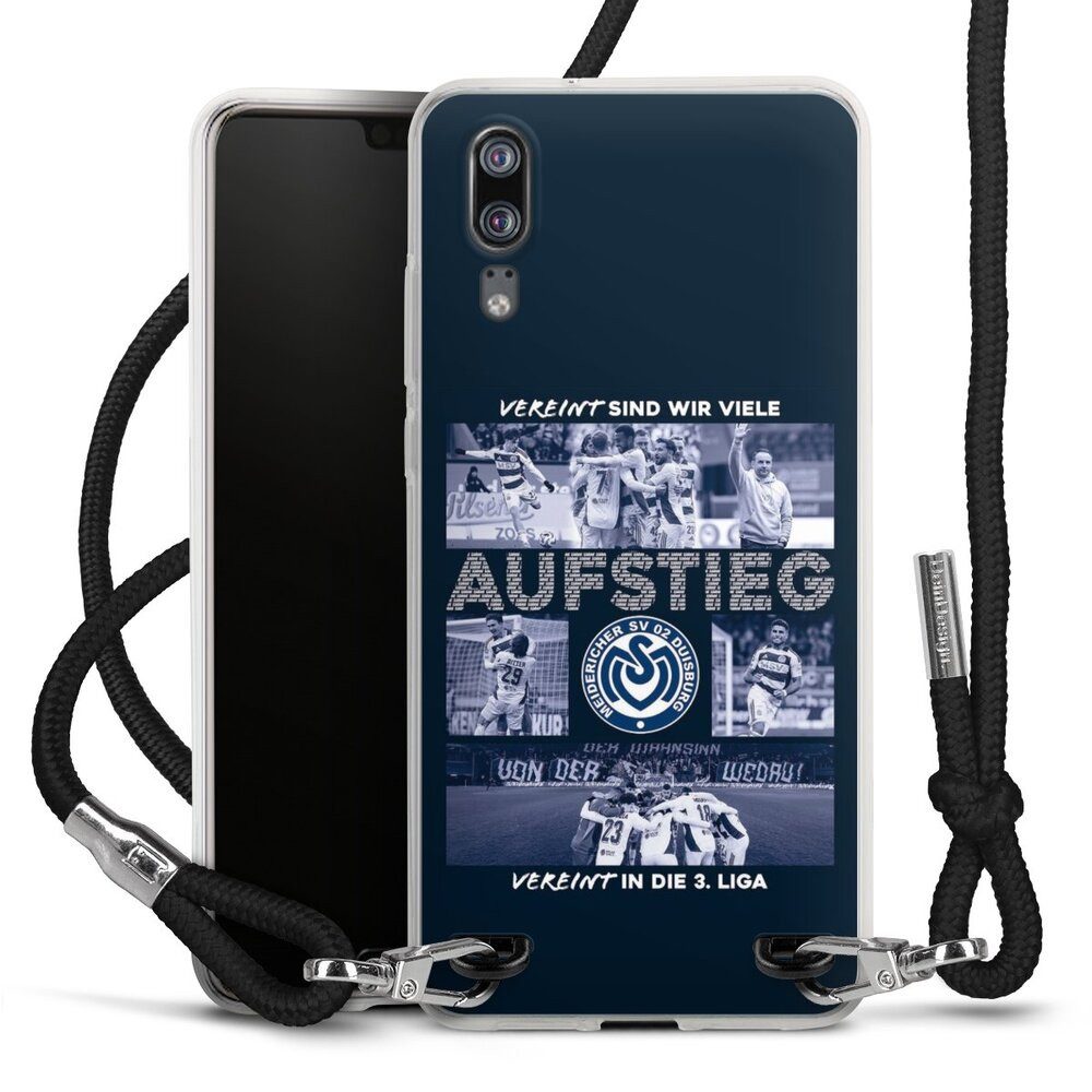 DeinDesign Handyhülle MSV Duisburg Aufstieg Offizielles Lizenzprodukt, Huawei P20 Handykette Hülle mit Band Case zum Umhängen Cover mit Kette