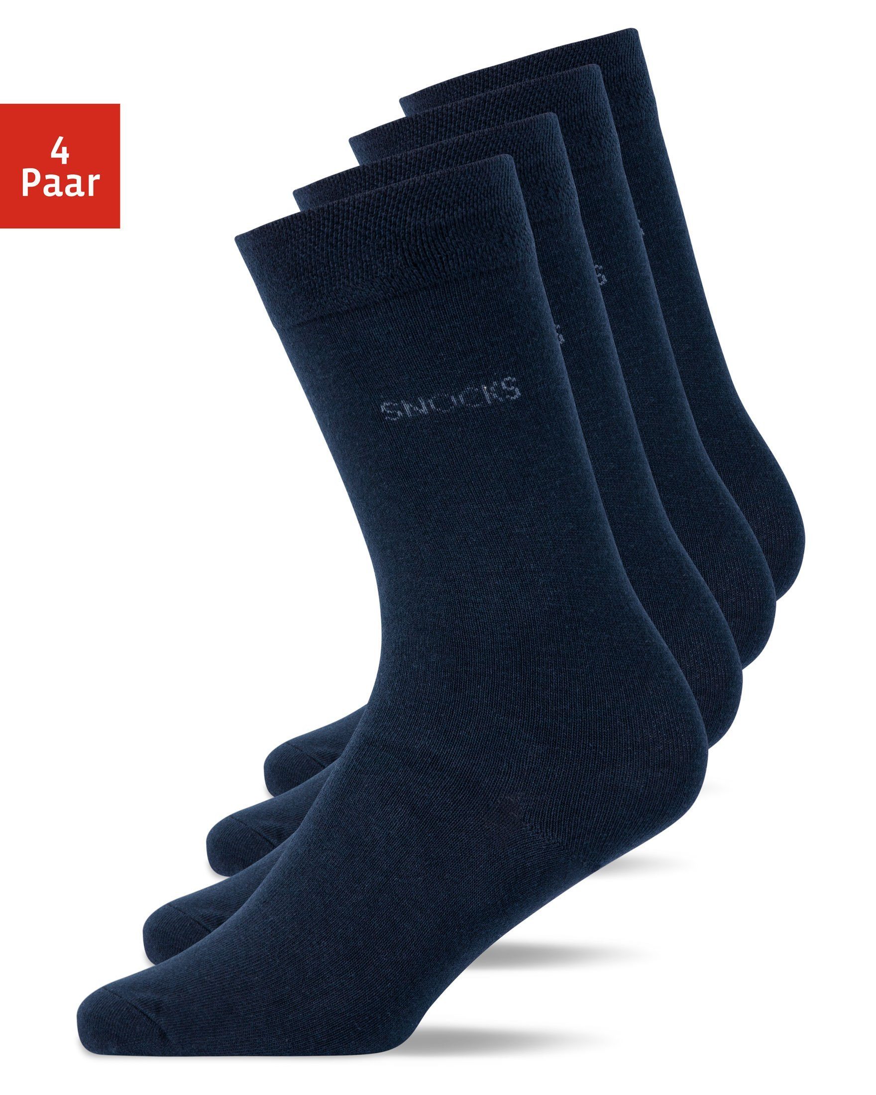 SNOCKS Businesssocken Business Socken (4-Paar) aus Bio-Baumwolle, für jeden Anzug geeignet 02 Blau | Kniestrümpfe
