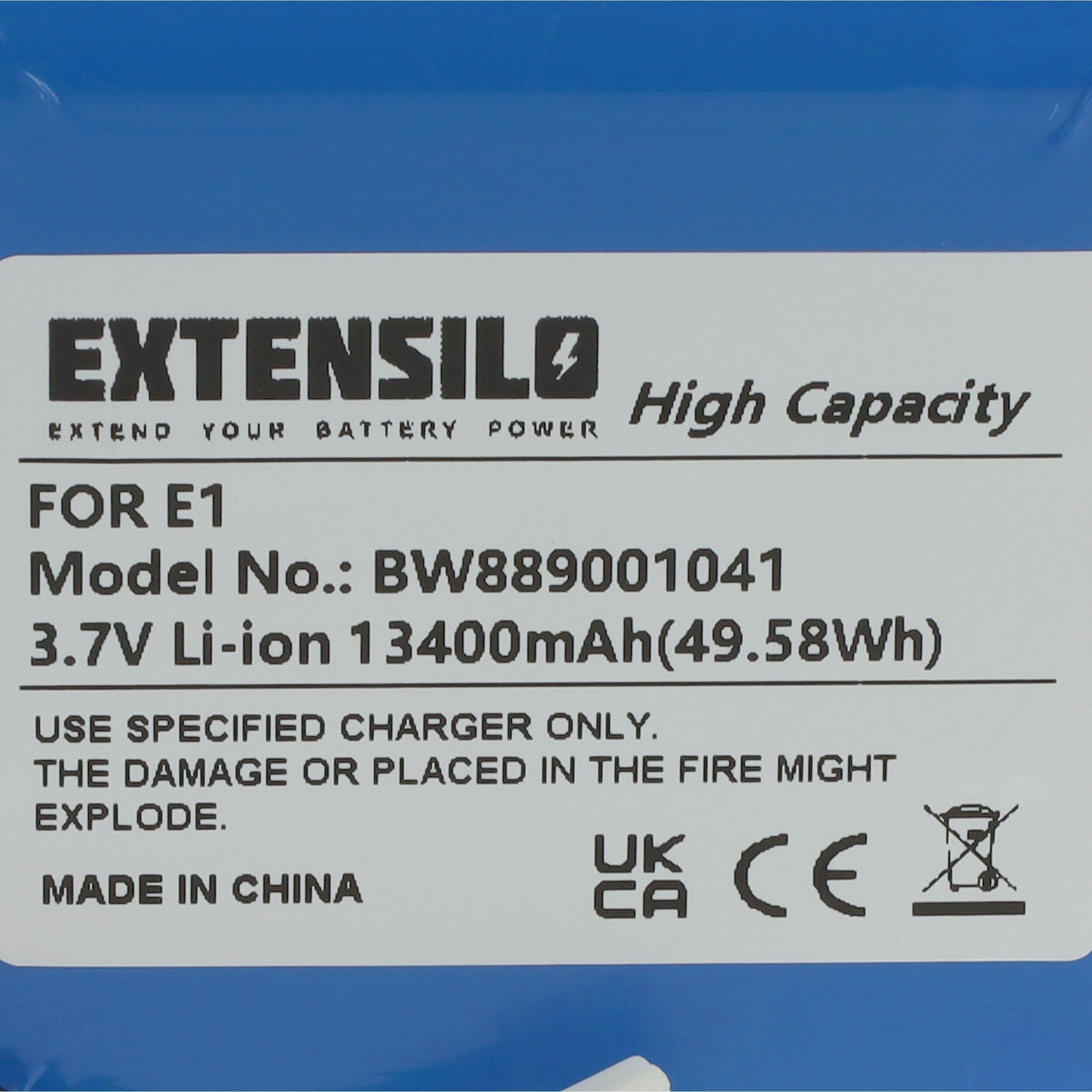 E1 (3,7 Li-Ion Akku Ersatz 13400 V) für Extensilo für mAh Pure