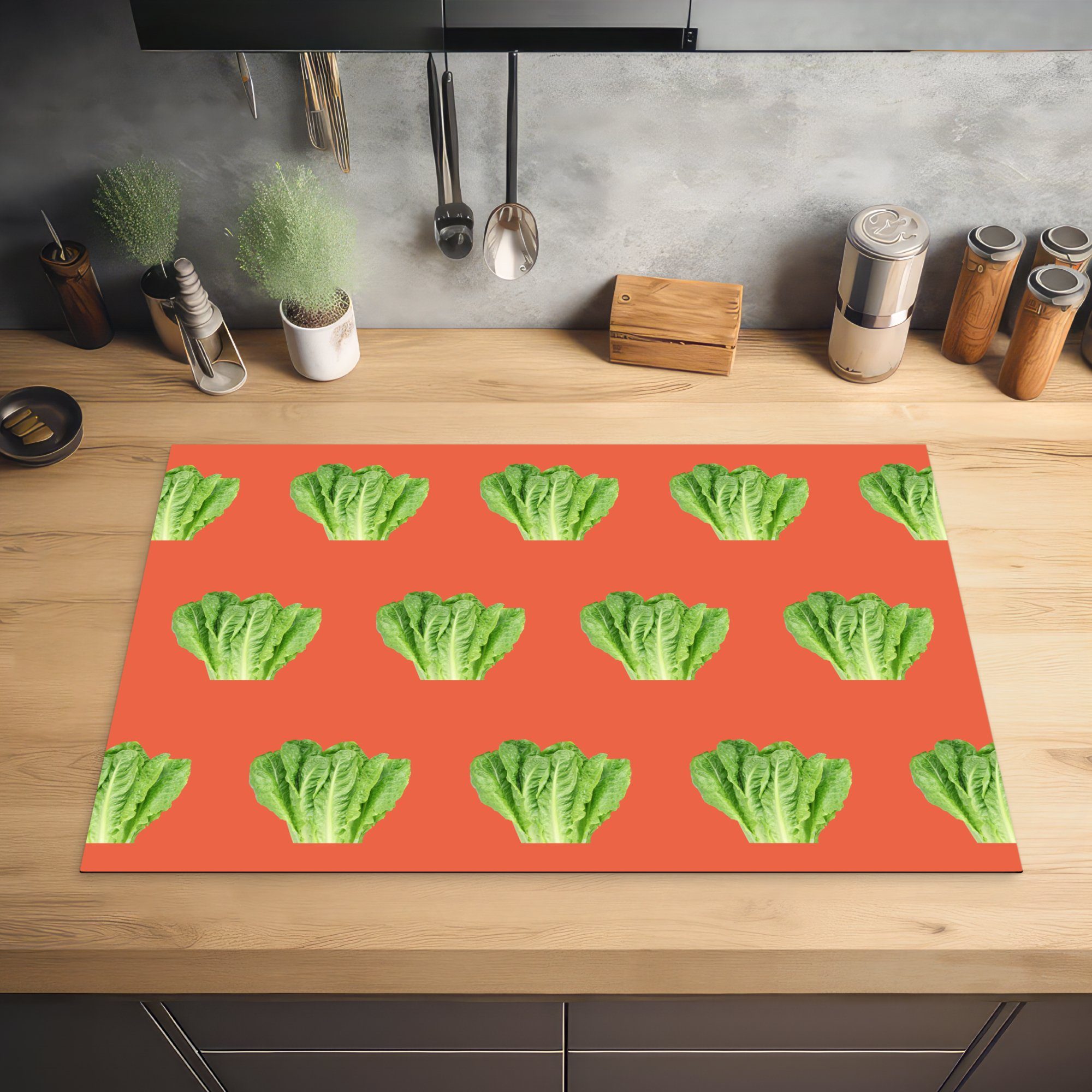 MuchoWow Herdblende-/Abdeckplatte Gemüse - - die Schutz für tlg), Rot, (1 Induktionskochfeld cm, Ceranfeldabdeckung 81x52 Muster küche, Vinyl
