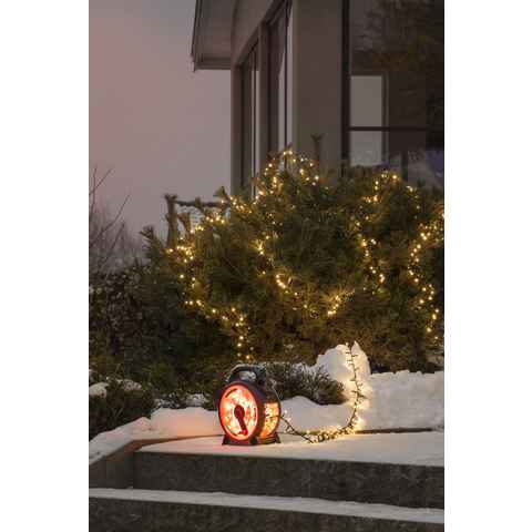 KONSTSMIDE LED-Lichterkette Weihnachtsdeko aussen, 800-flammig, Micro LED Compactlights mit Kabelaufroller, schwarz-rot, 800 Dioden