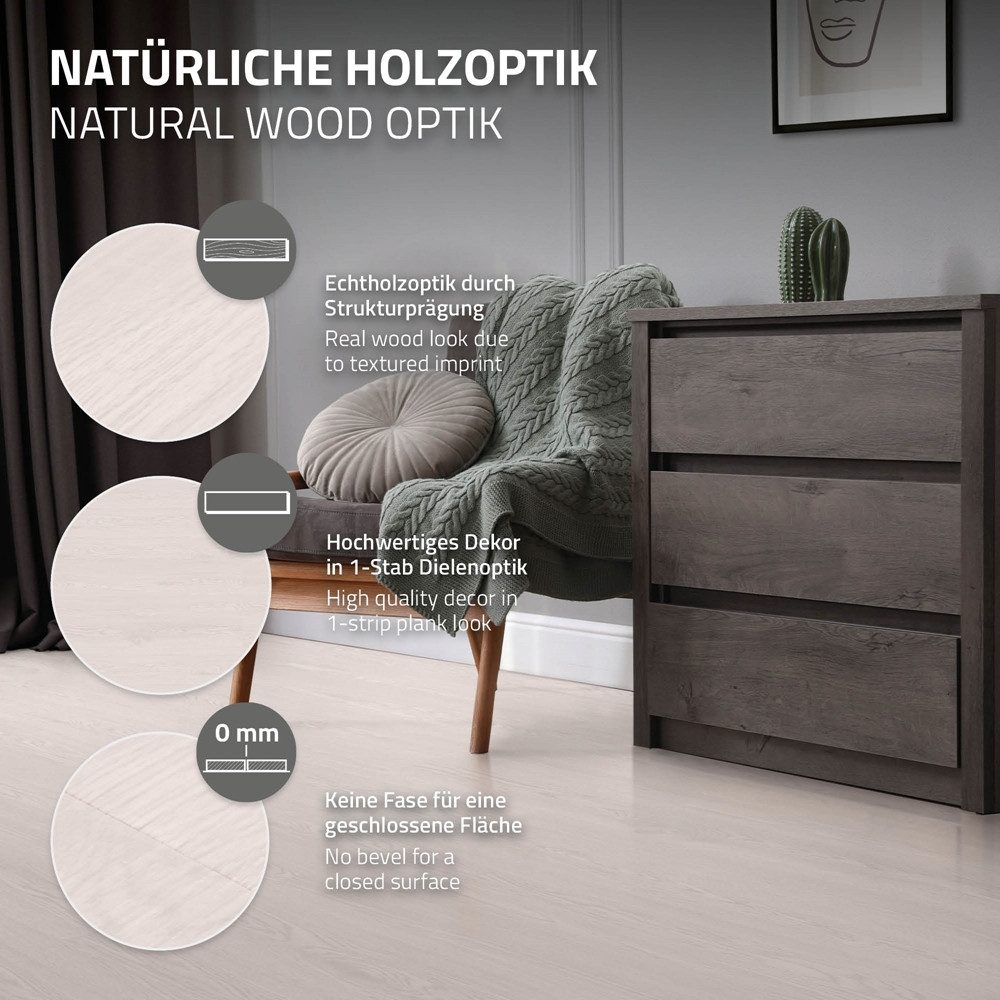 ML-DESIGN Vinylboden PVC Bodenbelag selbstklebend Klebefliesen Boden in Holzoptik 2mm Dicke, Bodenfliesen Klebevinyl wasserdicht 2,23m² / 16 Dielen Eiche Weiß