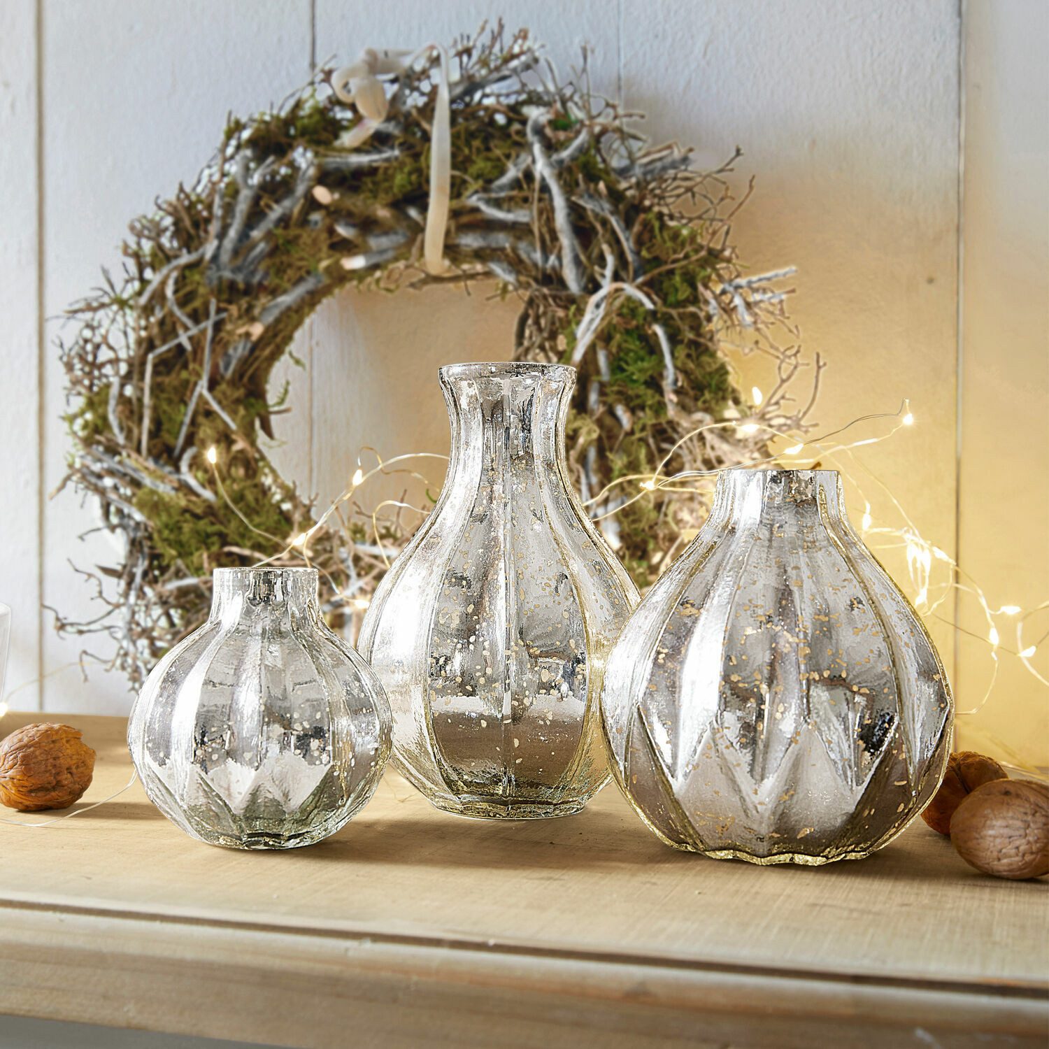 Mirabeau Tischvase Vase 3er Set Frido antiksilber günstig online kaufen