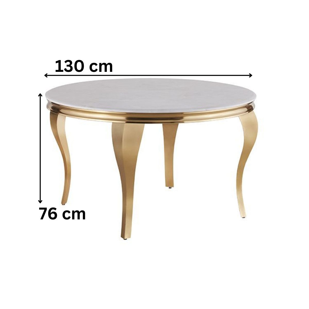 alesvelt Couchtisch Milano Rund 100 cm Edelstahlbeine Glas/Marmorplatte (1x Couchtisch), 100 cm