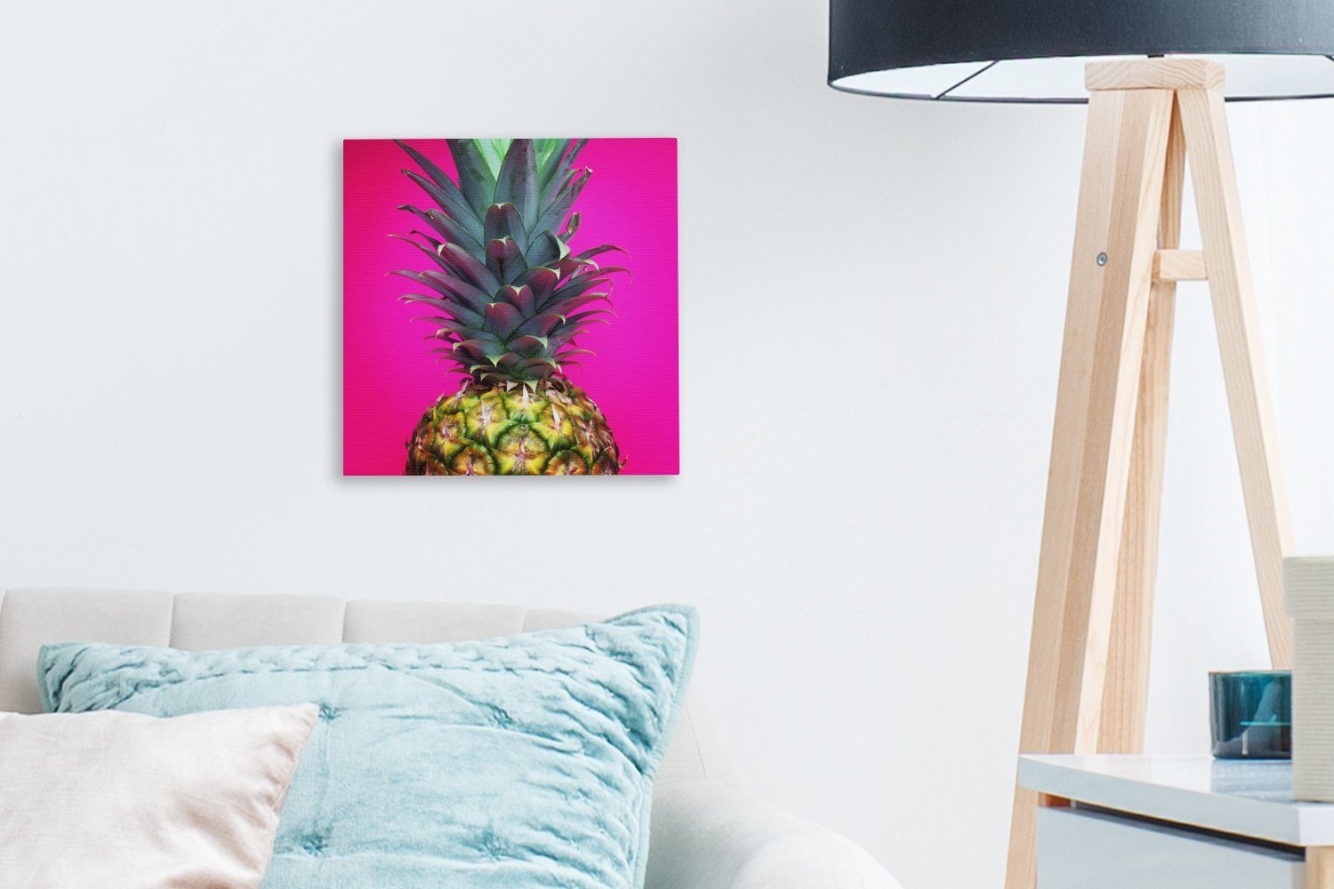 Leinwandbild OneMillionCanvasses® Schlafzimmer Ananas Leinwand Bilder (1 - St), Wohnzimmer Rosa, Obst für -