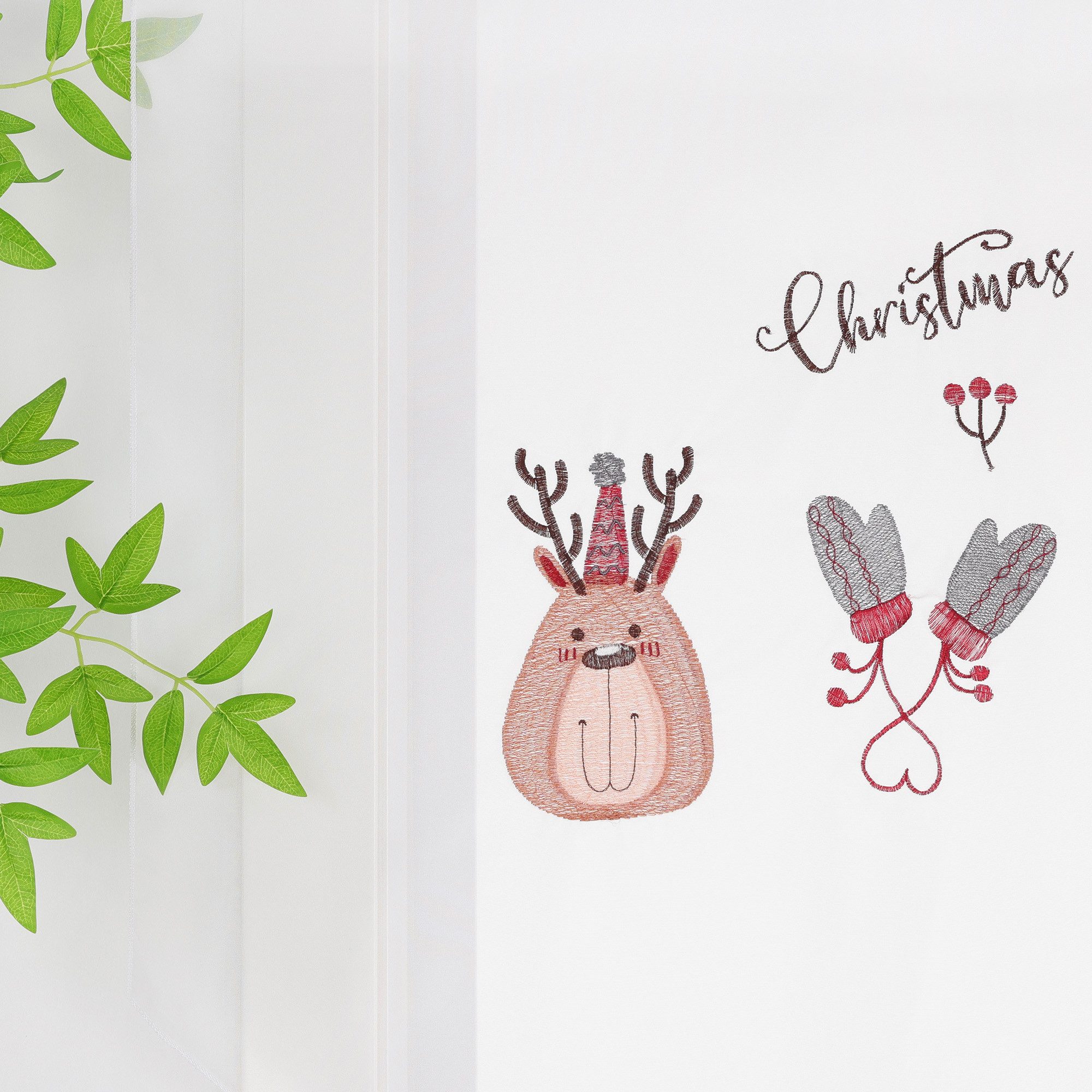 Joyswahl Scheibengardine (1 St), Stangendurchzug, transparent, Voile, Panneaux mit Weihnachtsmotiven
