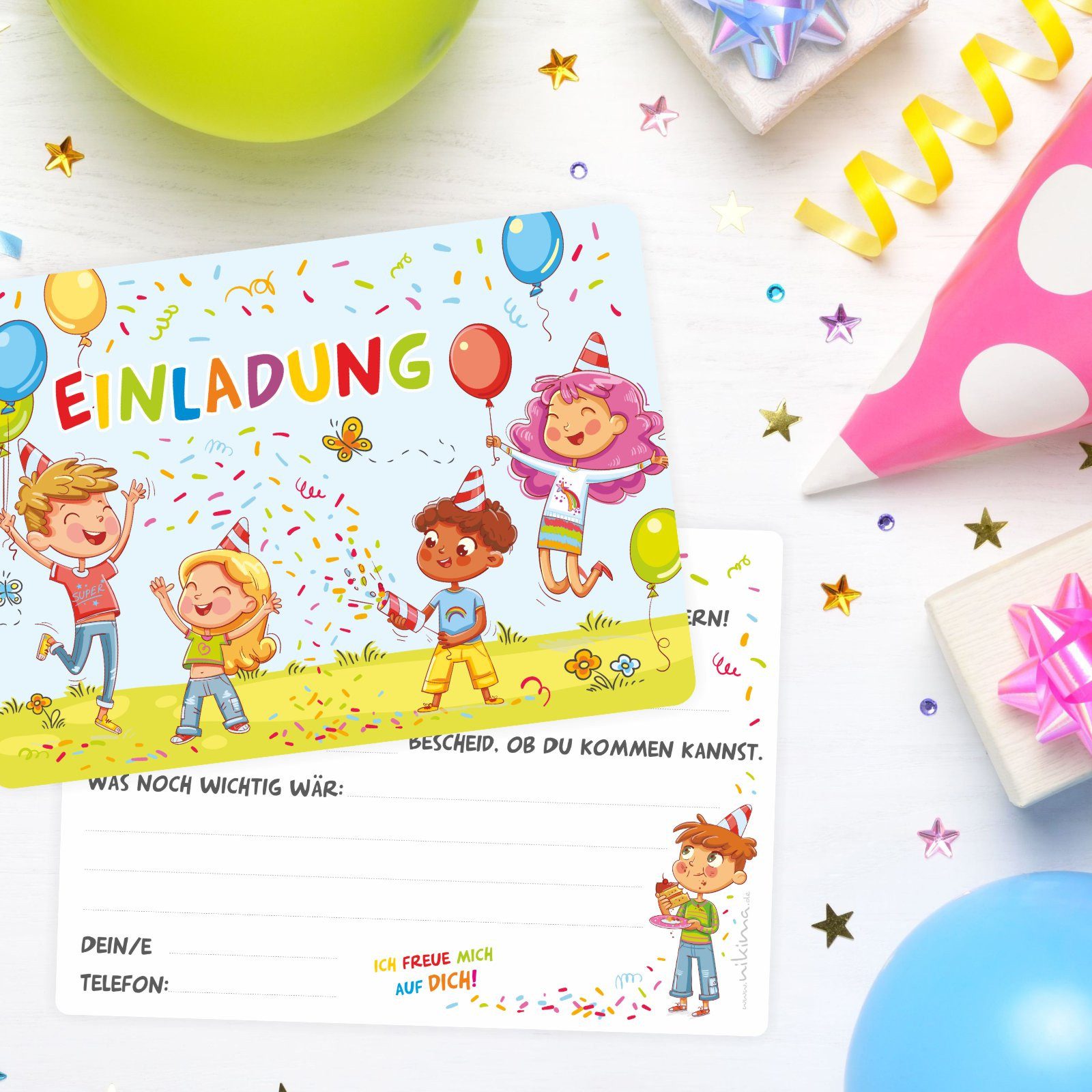 nikima Einladungskarten 10 Einladungskarten Kindergeburtstag inkl. 10 Briefumschlägen – Bild 3 von 5