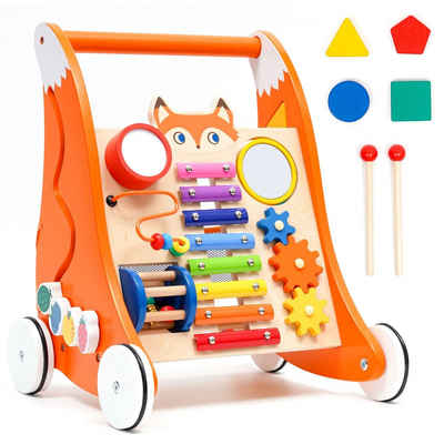 LBLA Lauflernwagen Baby Spiel- und Laufwagen aus Holz, Multifunktion Holzspielzeug Lauflernhilfe für Kinder ab 9 Monaten