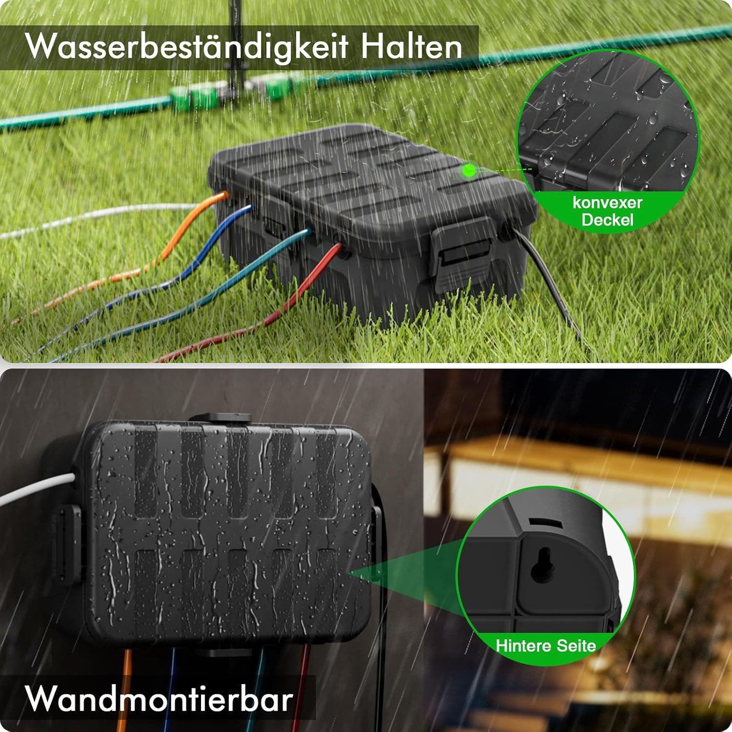 FELIXLEO Kabelbox wasserdichte Kabelbox Outdoor IP54 32x22x13cm Schwarz, (1-tlg) – Bild 4 von 5