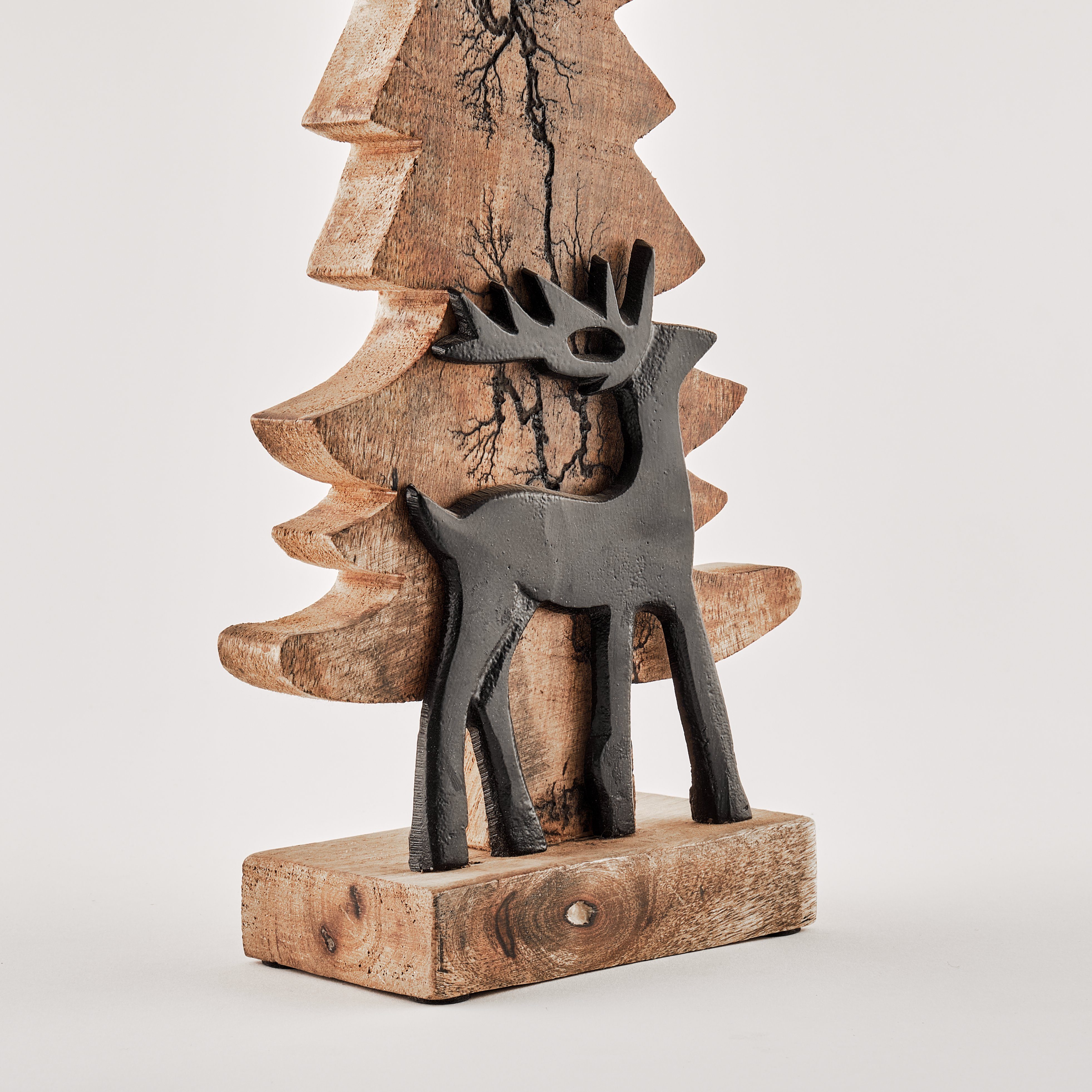 Mangoholz 40 Weihnachtsfigur aus Weihnachtsbaum, TOPCENT Crackle-Optik, mit Mangoholz cm, H