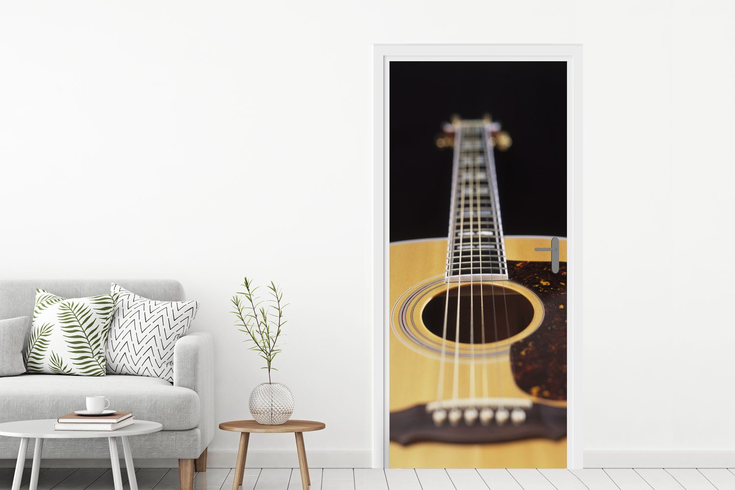 St), Tür, (1 Eine Gitarre, bedruckt, 75x205 Türtapete Fototapete liegende akustische Türaufkleber, für Matt, cm MuchoWow