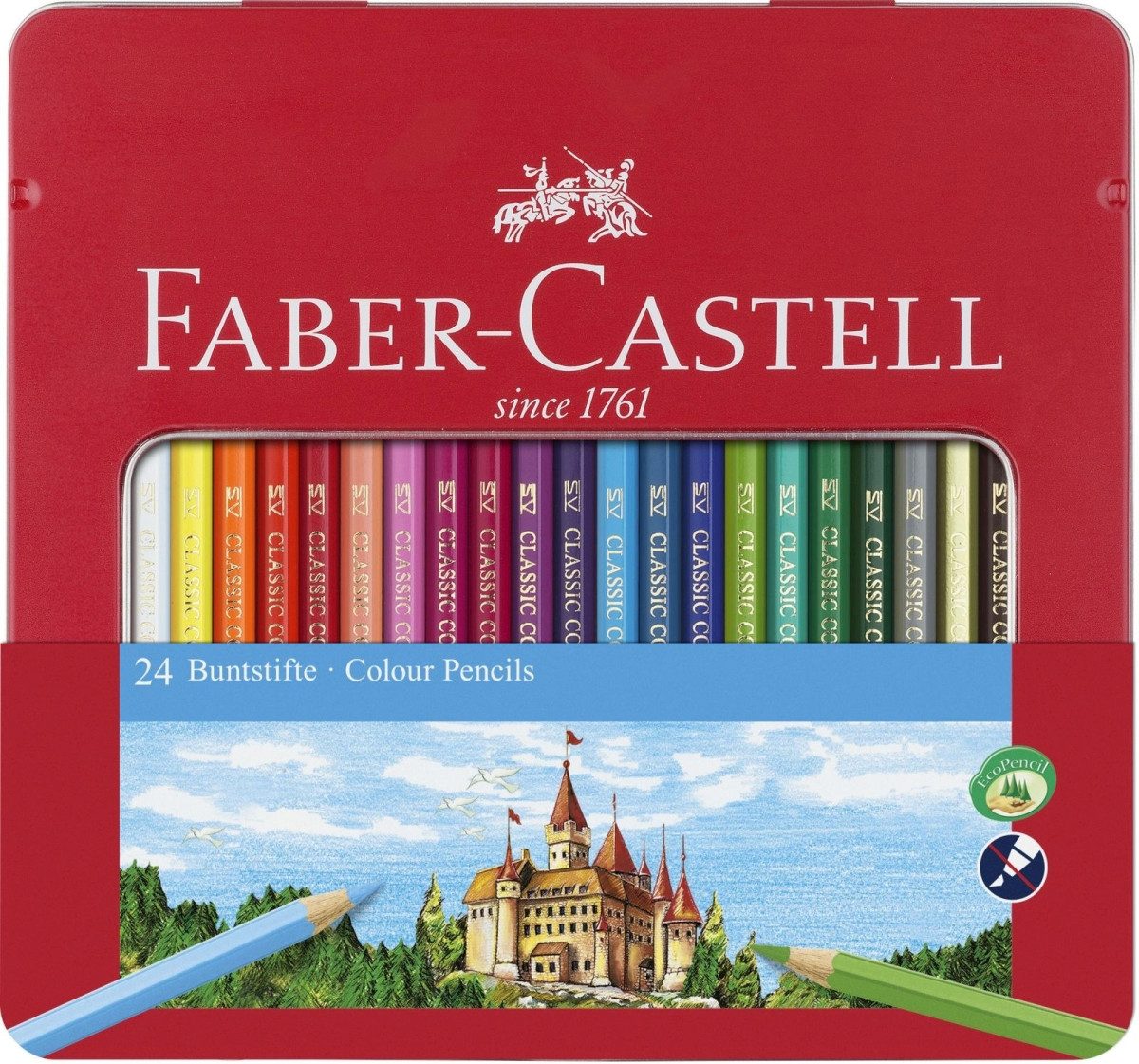Faber-Castell Buntstift Buntstift hexagonal sortiert VE=24 Stück Metalletui