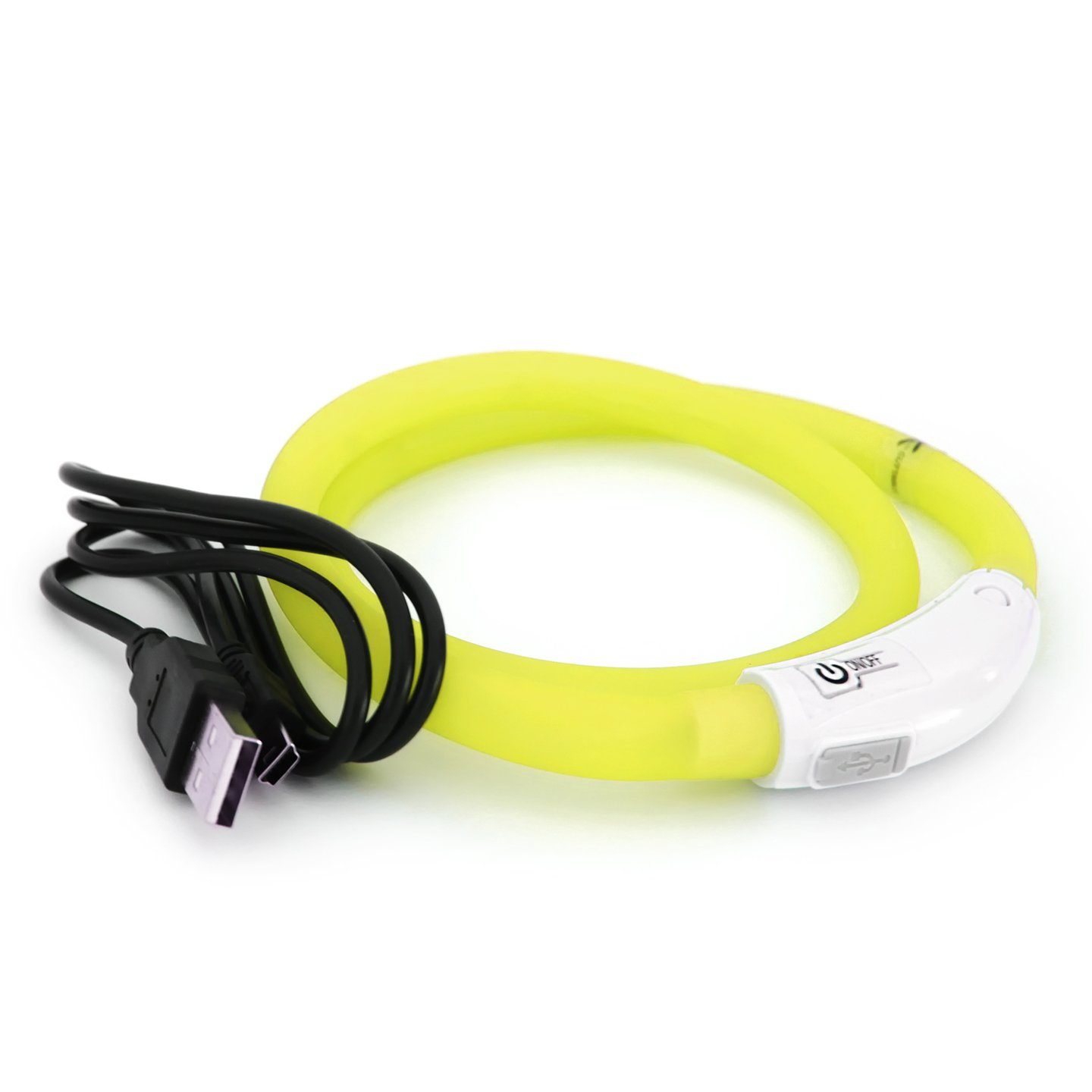 PRECORN Hunde-Halsband LED Silikon Hunde Leuchthalsband aufladbar per USB indiv. kürzbar, Silikon