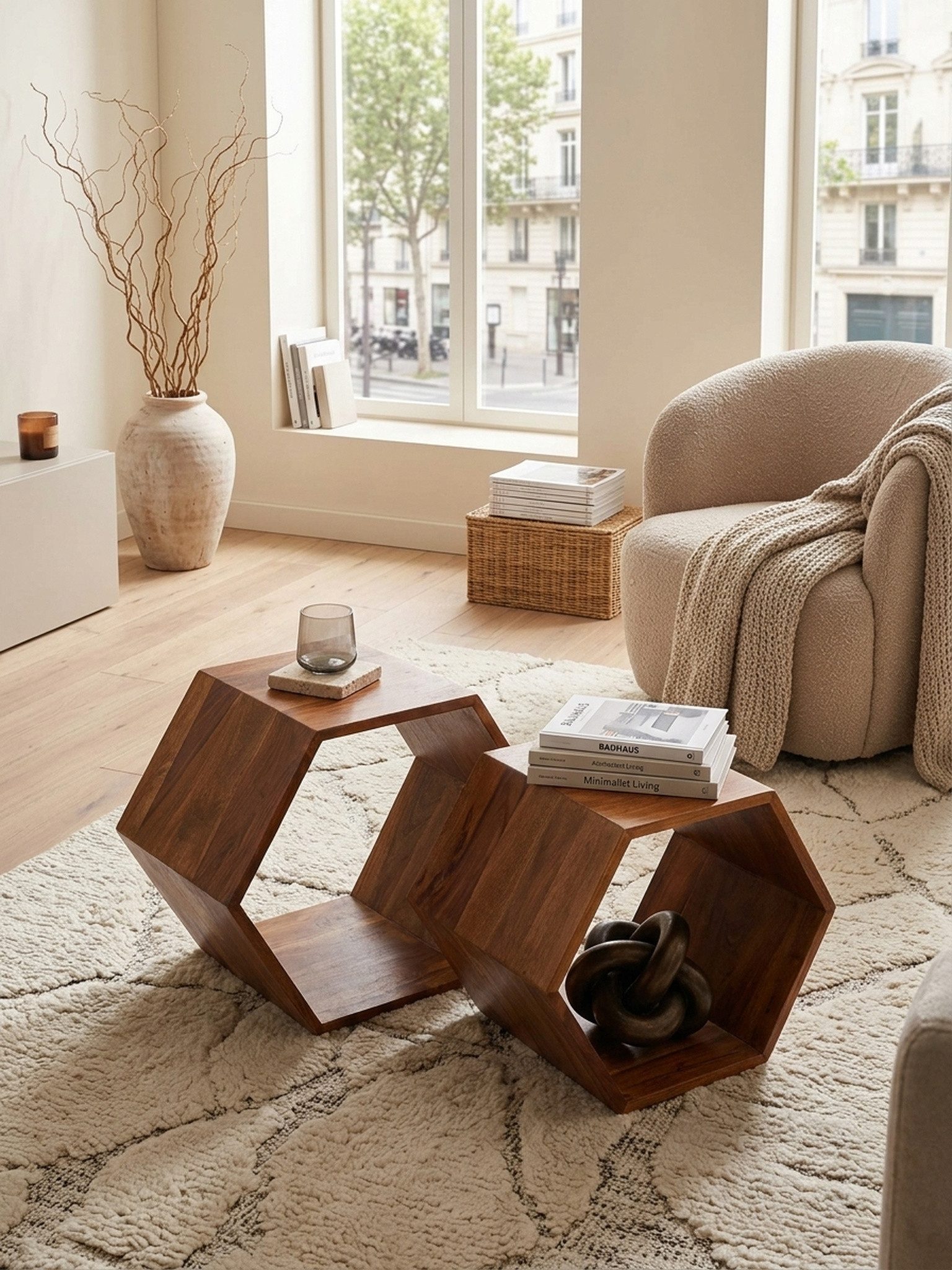 KADIMA DESIGN Satztisch Beistelltisch 2er Set Massivholz Design Wohnzimmertisch Couchtisch (Sofatisch Holz, Ablagetisch Sofa klein), Couchtisch-Set massiv, Designer Satztisch Wohnzimmer, Kleiner