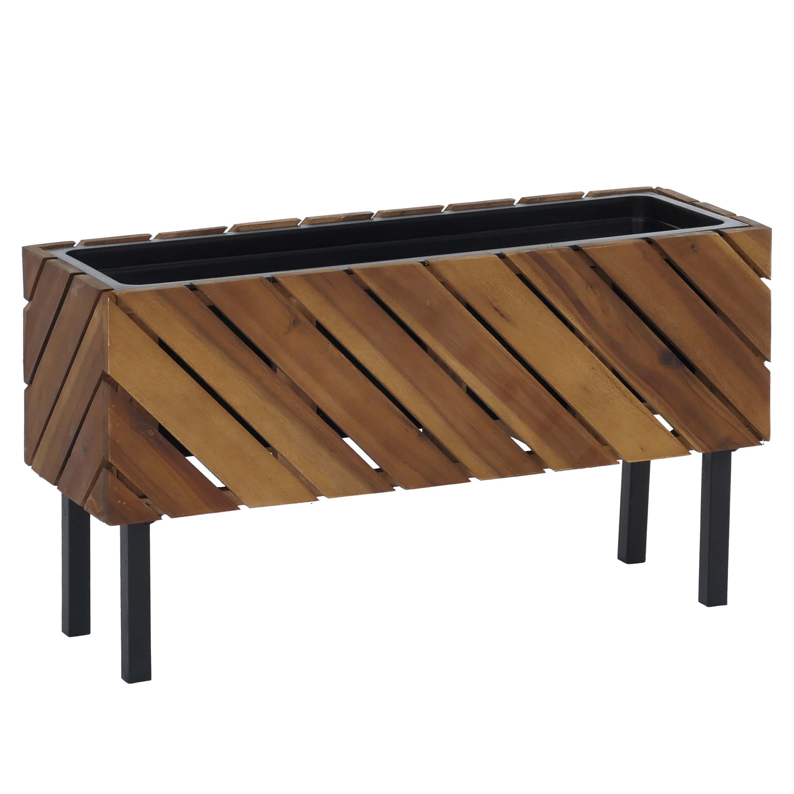 MCW Blumenständer MCW-P87, Stilvolle Kombination aus Holz und Metall, modernes Design