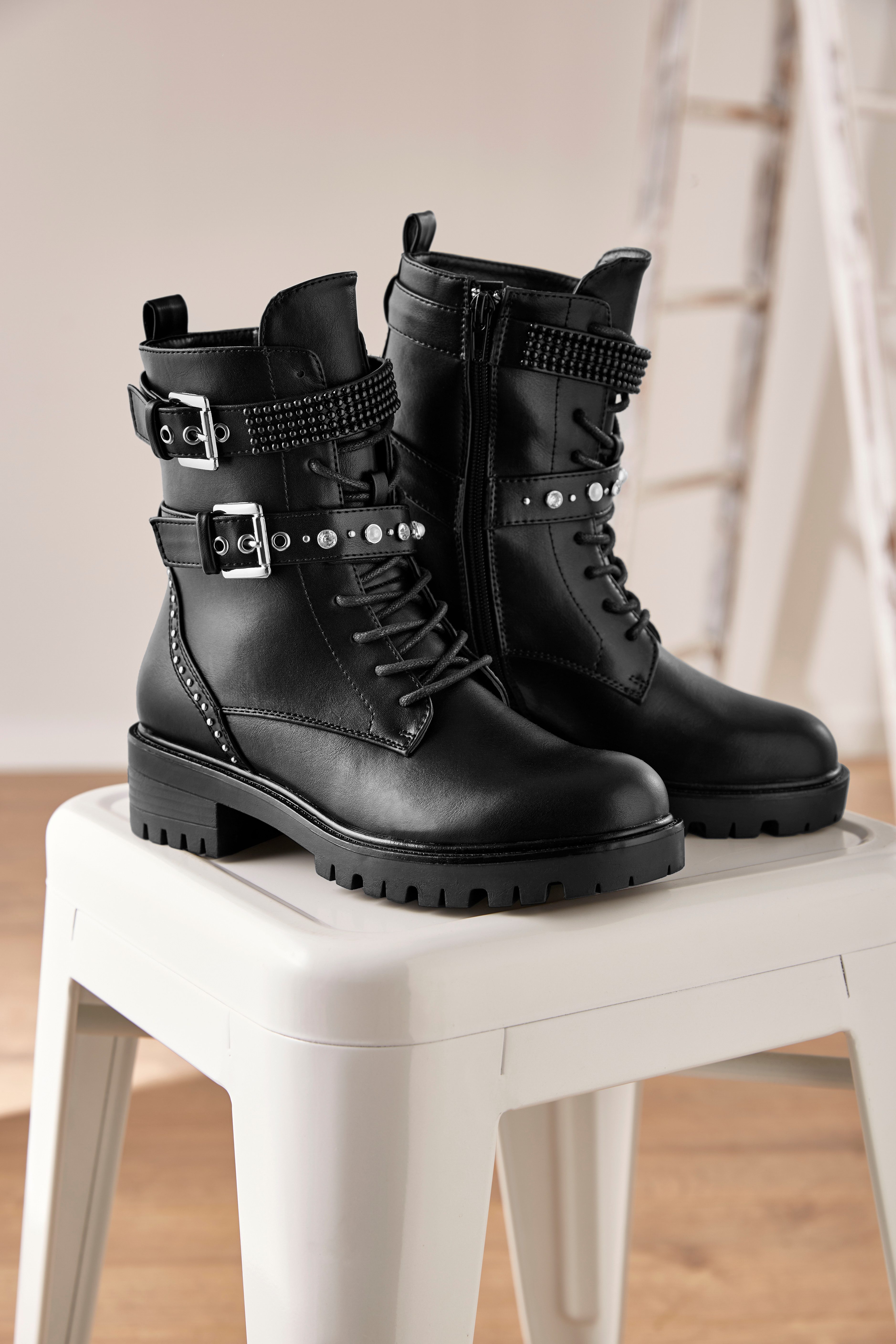 Aniston SHOES Schnürboots Schnürstiefelette, Bikerboots - NEUE KOLLEKTION günstig online kaufen