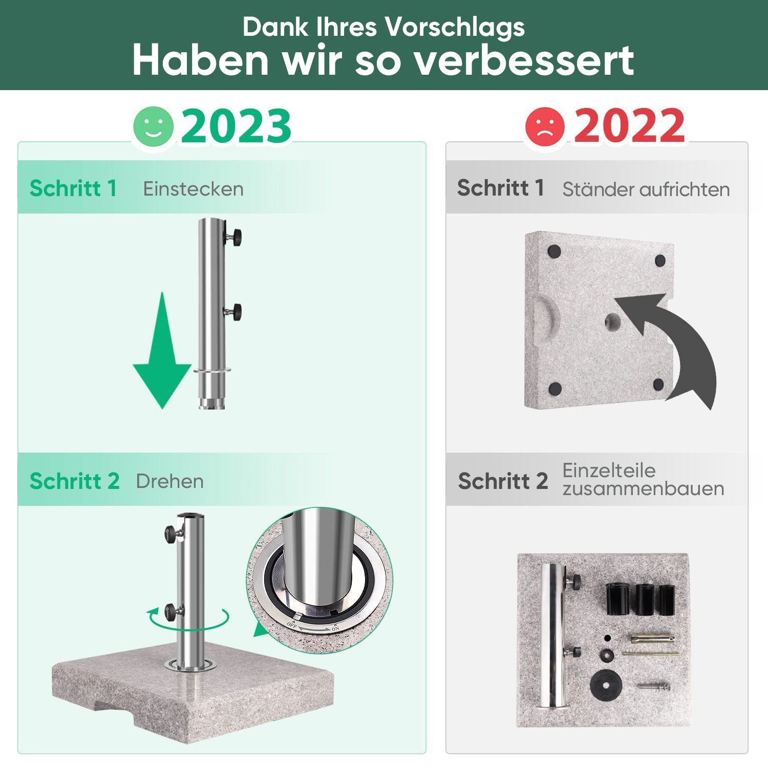 Sekey Betonschirmständer 25kg Sonnenschirmständer Granit Balkonschirmstände günstig online kaufen