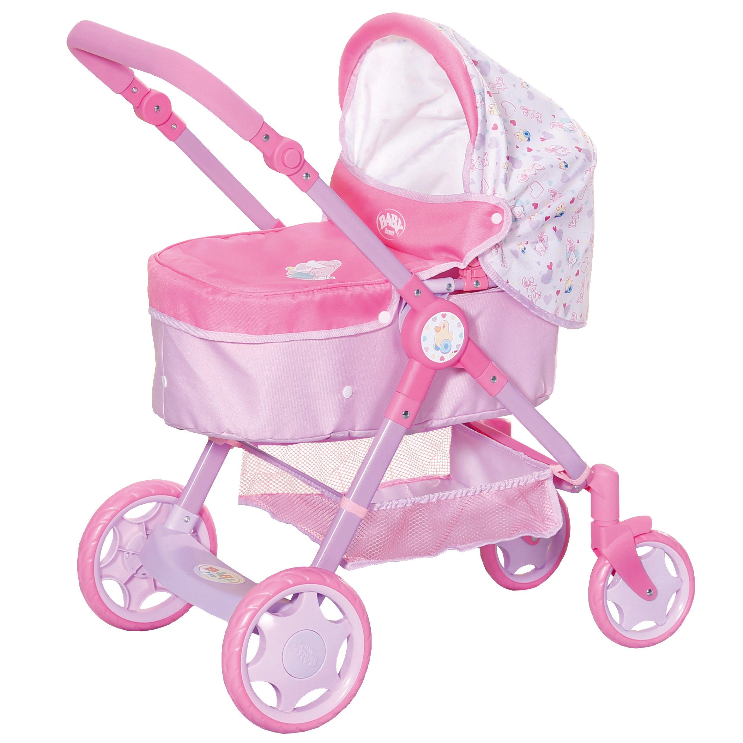 Zapf Creation® Puppenwagen BABY born® 826386 Baby Evolve Puppenwagen mit 6-in-1 Funktion, 6 in 1 Funktion (Kinder Puppenwagen, Buggy, Transportschale, Hochstuhl, Schaukel, Puppenbett), für Puppen bis zu 43 cm Länge