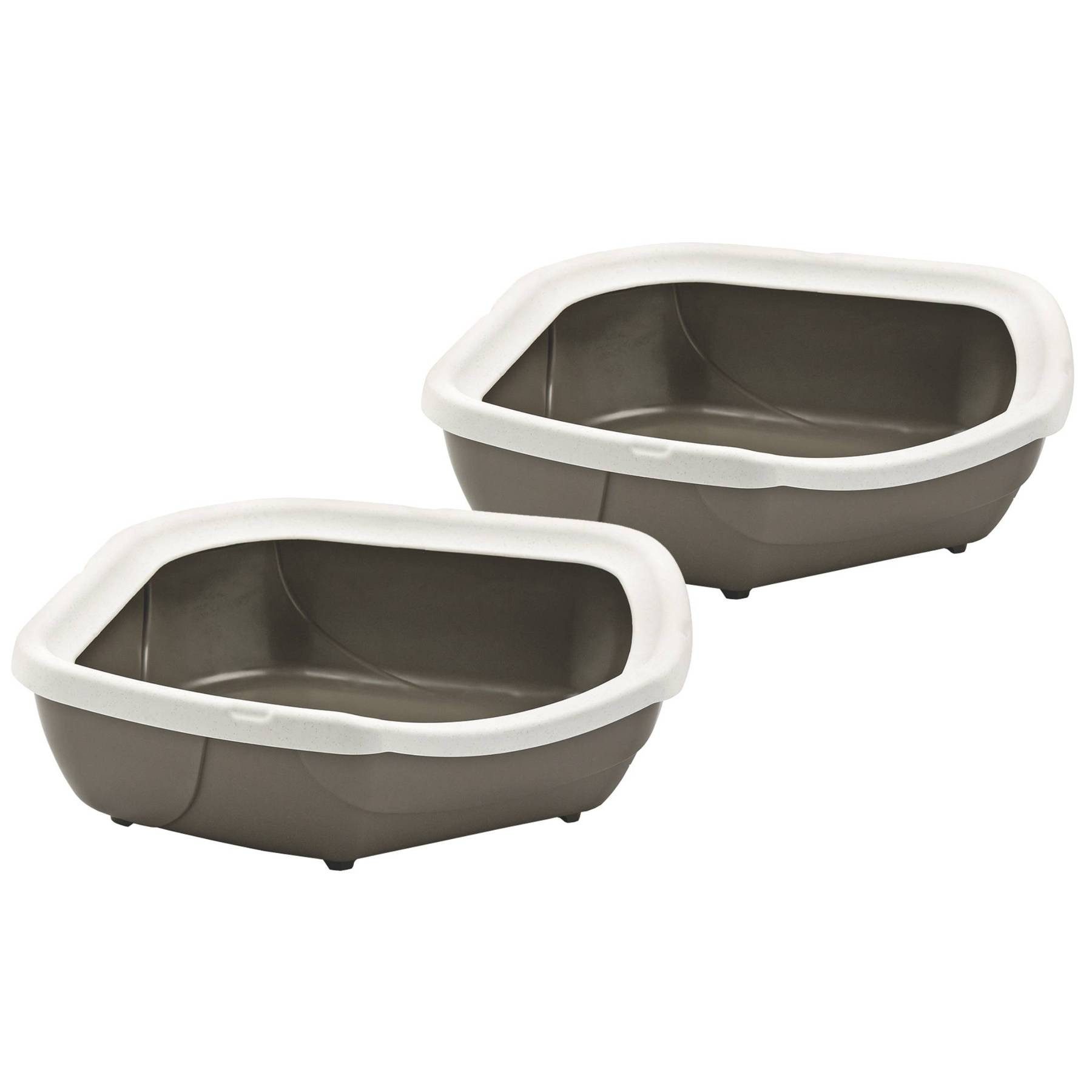 Katzentoilette 2er Sparpack Schalentoilette Eck-Toilette weiss-braun 59,5x51,5x15,5cm