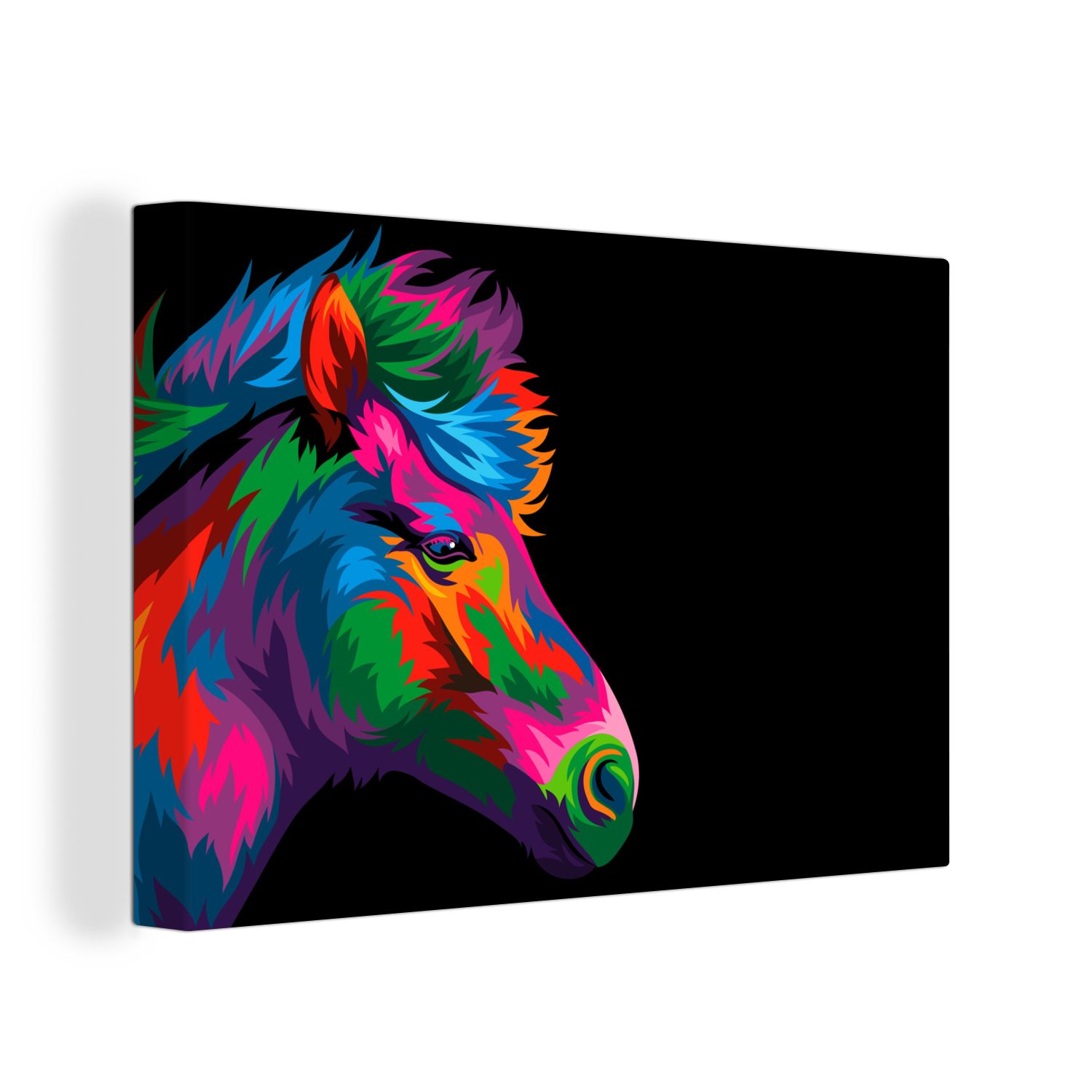 OneMillionCanvasses® Leinwandbild Pferd Mädchen, - (1 Kinder Aufhängefertig, cm Mädchen - - Wanddeko, 30x20 Grün - - Leinwandbilder, Blau St), Wandbild