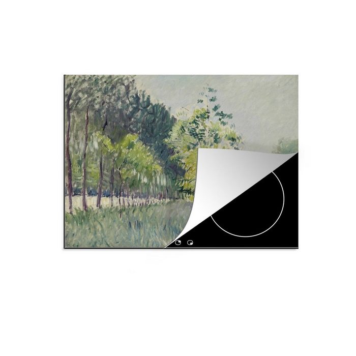 MuchoWow Herdblende-/Abdeckplatte Obstgarten und Baumallee - Gemälde von Gustave Caillebotte Vinyl (1 tlg) induktionskochfeld Schutz für die küche Ceranfeldabdeckung