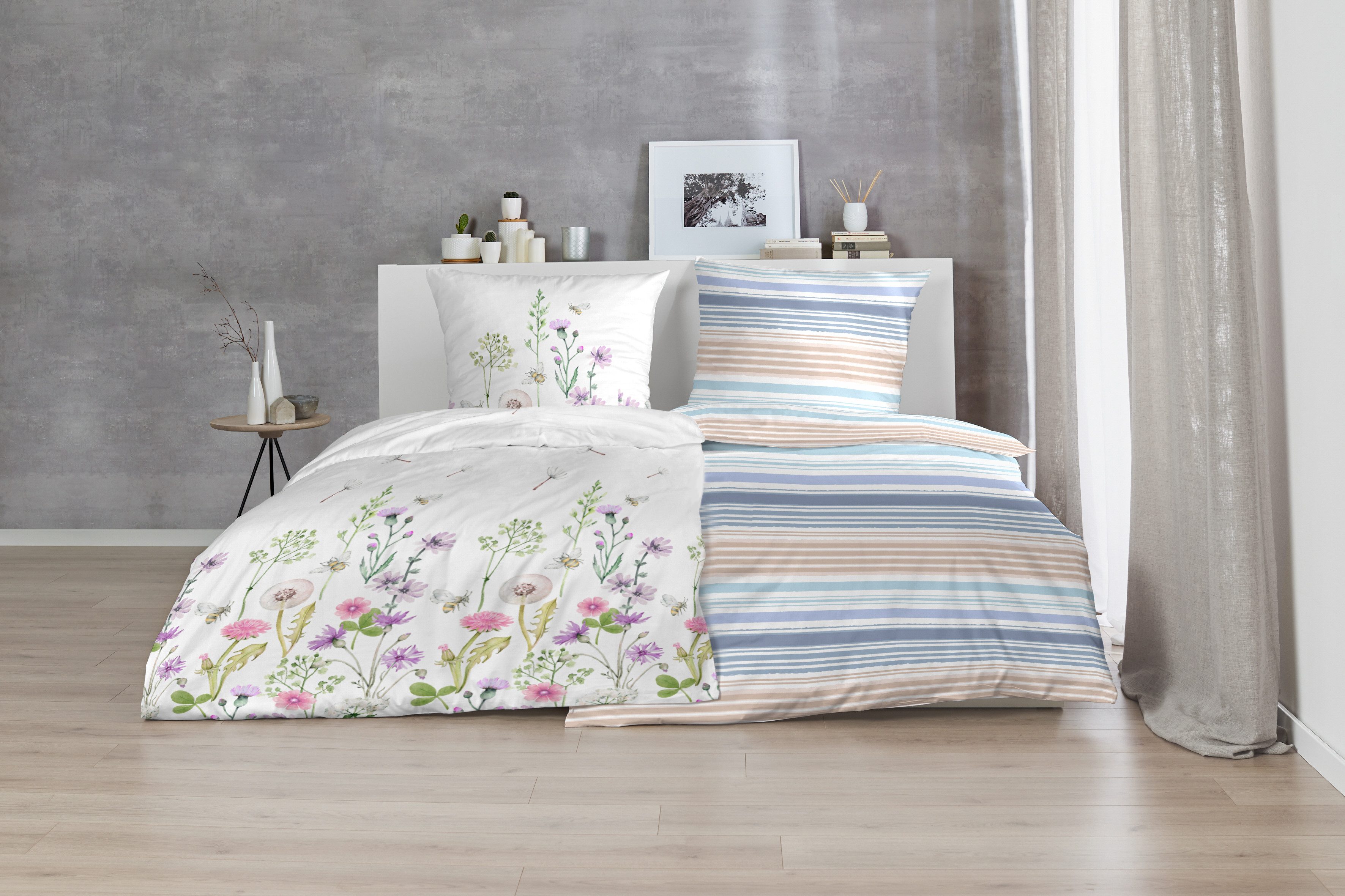 Primera Bettwäsche Renforce-Bettwäsche Oh my Garden, Renforcé, 2 teilig, mit zarten Blüten