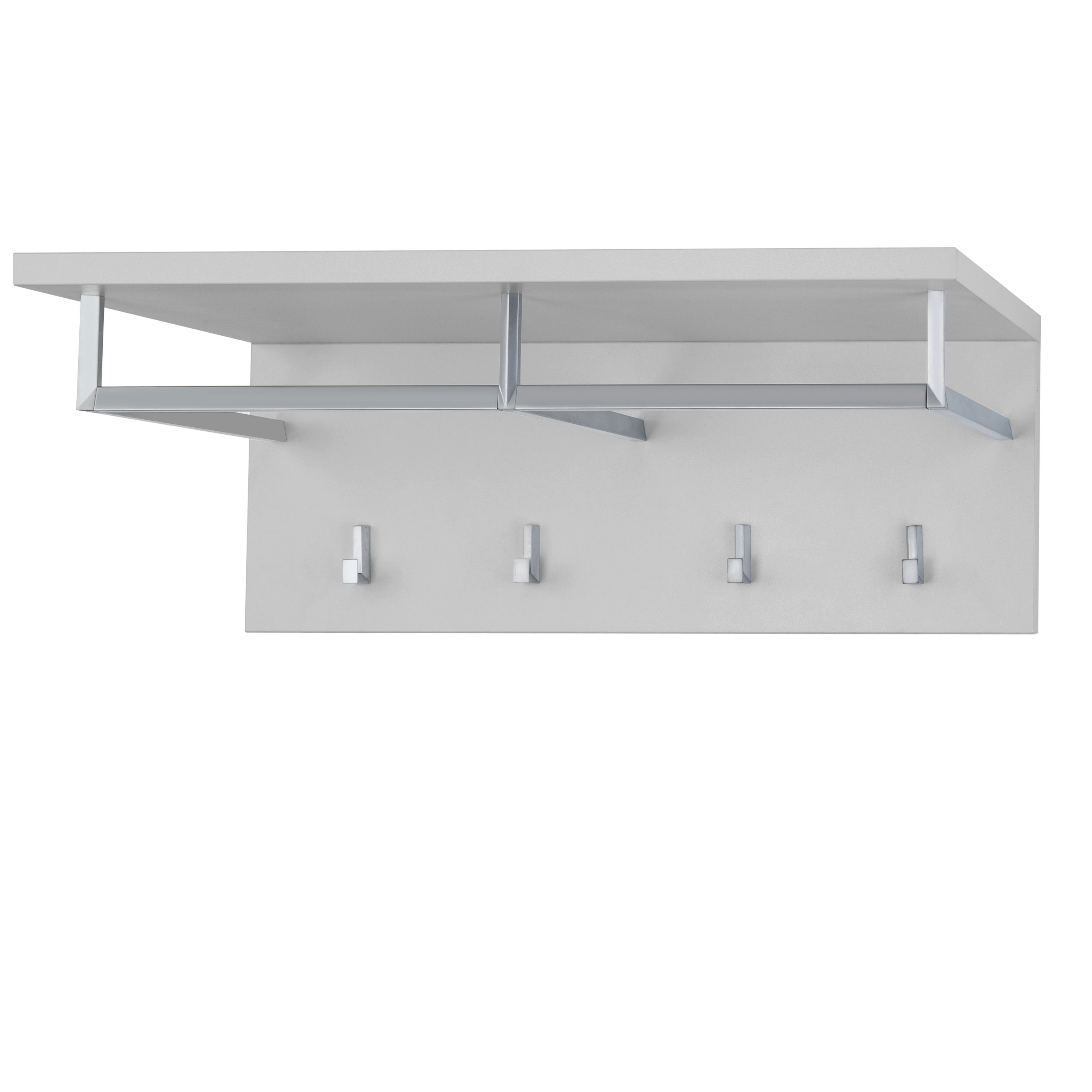 boho living® Wandgarderobe, Garderobe in Lichtgrau mit Hutablage - Made in Germany - Matt-Chrom