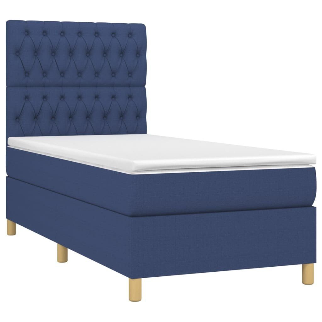 Bett Boxspringbett mit Matratze Blau 90x200 cm Stoff