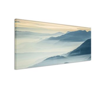 Sinus Art Leinwandbild Landschaftsfotografie  Gebirge im Nebel auf Leinwand exklusives Wandbild moderne Fotografie für ihr