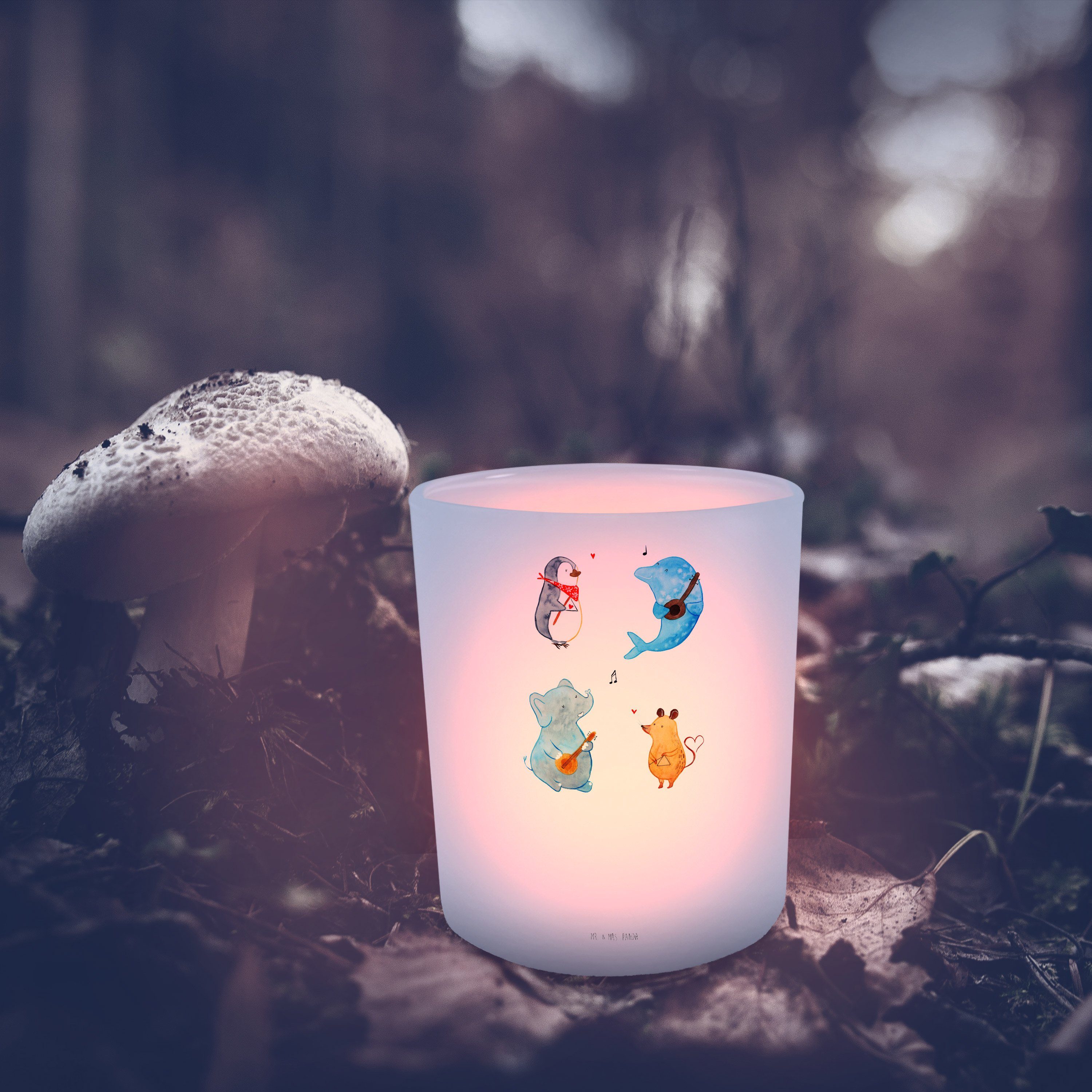 Kerzenlicht, & Musik, Transparent - Windlicht Mu - (1 Mr. Mrs. St) Geschenk, Kerzenglas, Big Band Panda