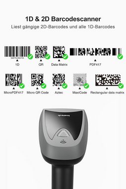 Inateck 1D/2D QR Barcode Scanner Bluetooth mit Ladestation Handscanner