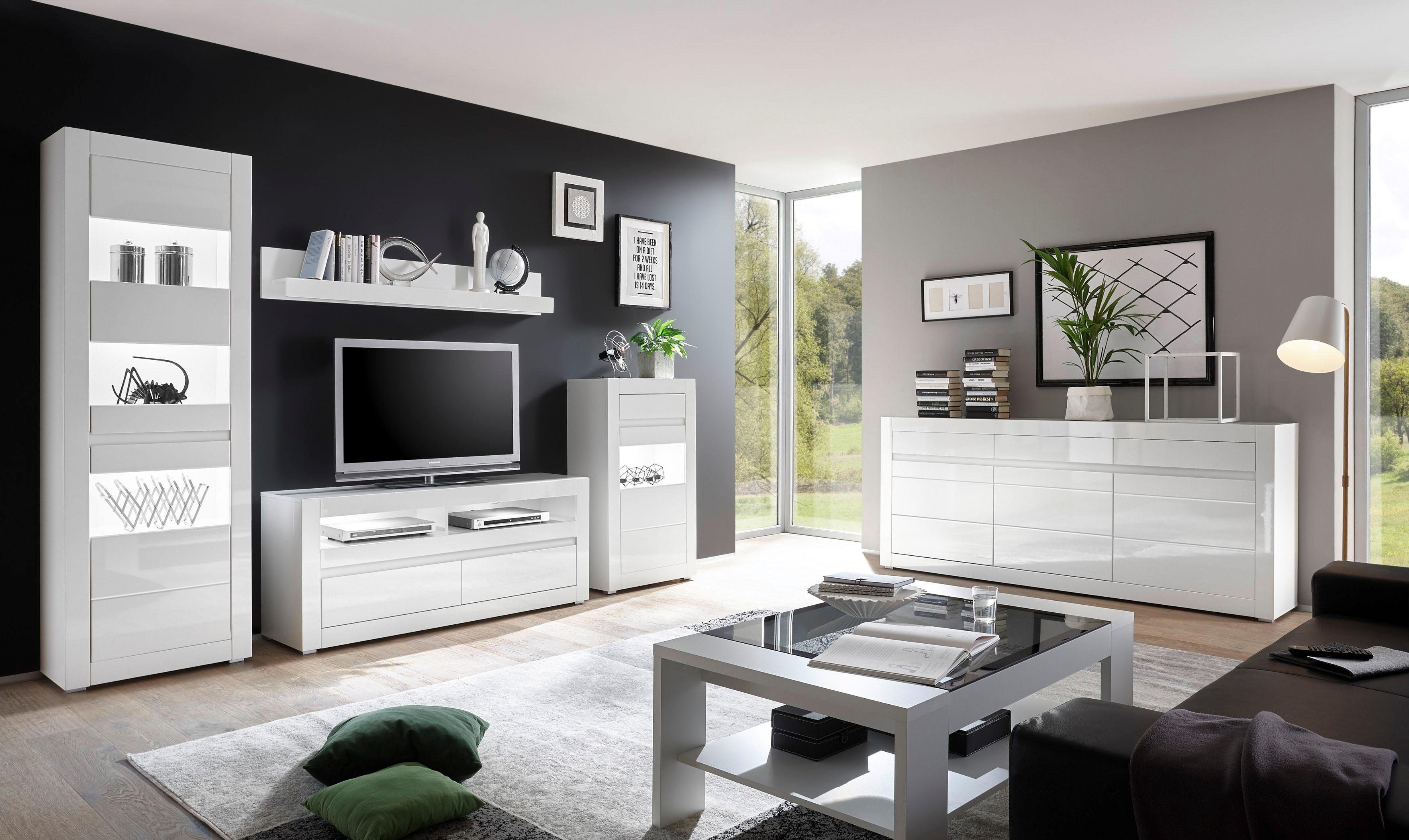 Home affaire Wohnwand Carat, (Set, 4-St), wird jeweils mit zwei Leisten angeliefert, 1 x grau, 1 x weiss