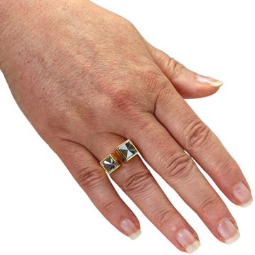 SKIELKA DESIGNSCHMUCK Goldring Aquamarin Ring "Duo" 8 ct. (Gelbgold 585), massive hochwertige Verarbeitung