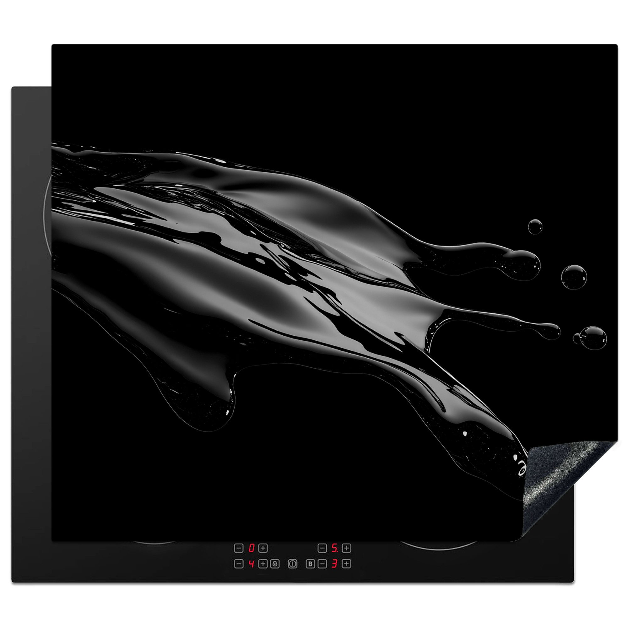 MuchoWow Herd-Abdeckplatte Schwarz - Spritzwasser - Wasser, Vinyl, (1 tlg), Abdeckplatte für Ceranfeld, Herd Inductionsmatte, 60x50 cm