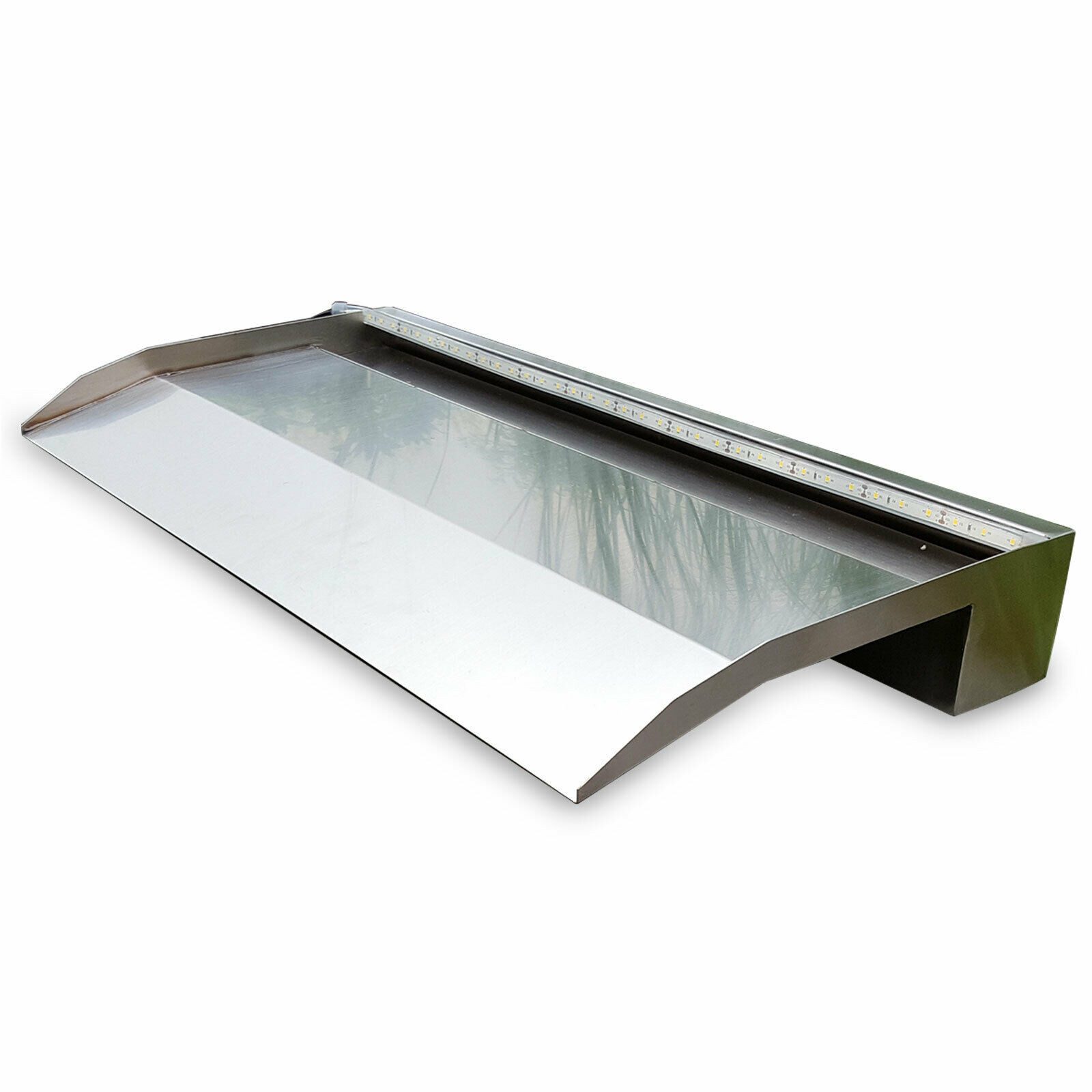 Jürgen Bocker - Gartenambiente Wasserfall Wasserfall 45 cm langer Auslauf Edelstahl matt LED Sets, 45,00 cm Breite