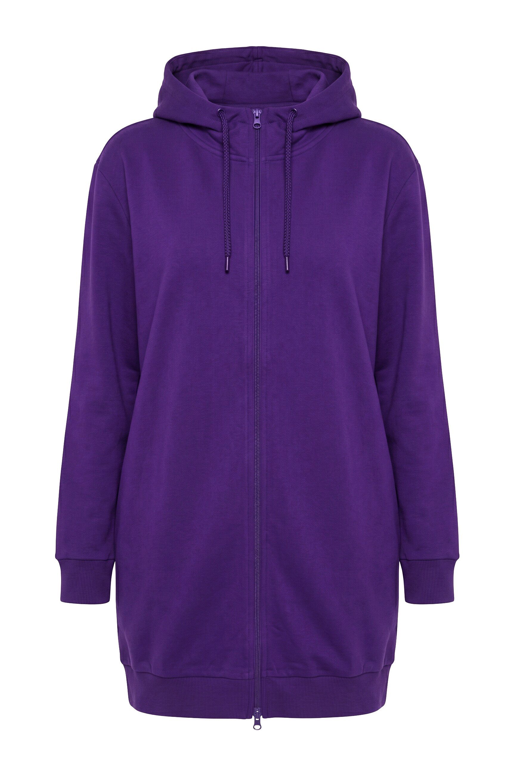 Ulla Popken Sweatjacke Sweatjacke Zierpaspel Oversized Kapuze