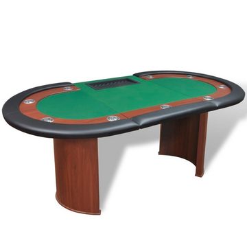 vidaXL Spieltisch Pokertisch für 10 Spieler mit Dealerbereich und Chipablage Grün, (1-tlg)