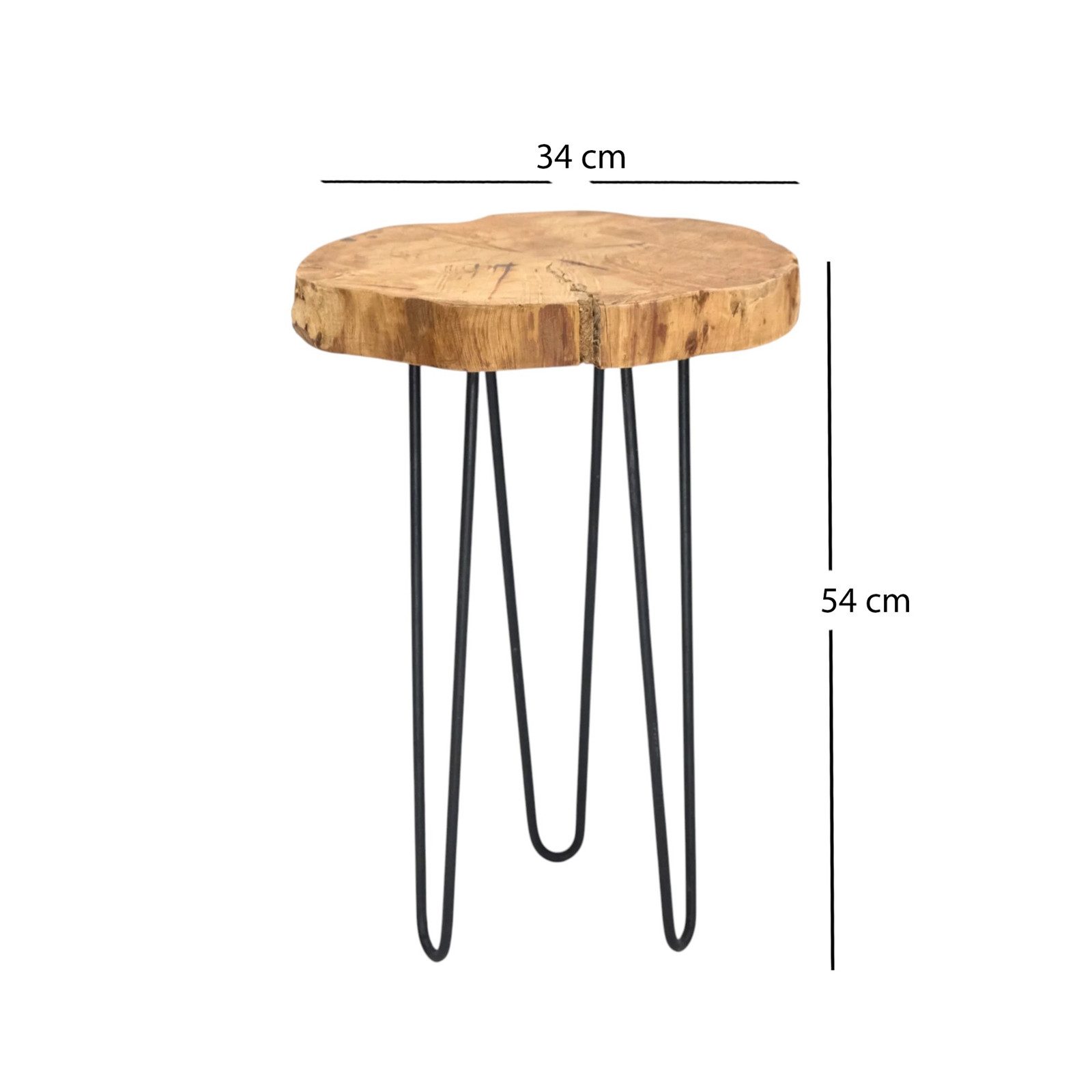 DESIGN DELIGHTS Beistelltisch BEISTELLTISCH "BAUMSCHEIBE", Holz, Metall, Ø günstig online kaufen