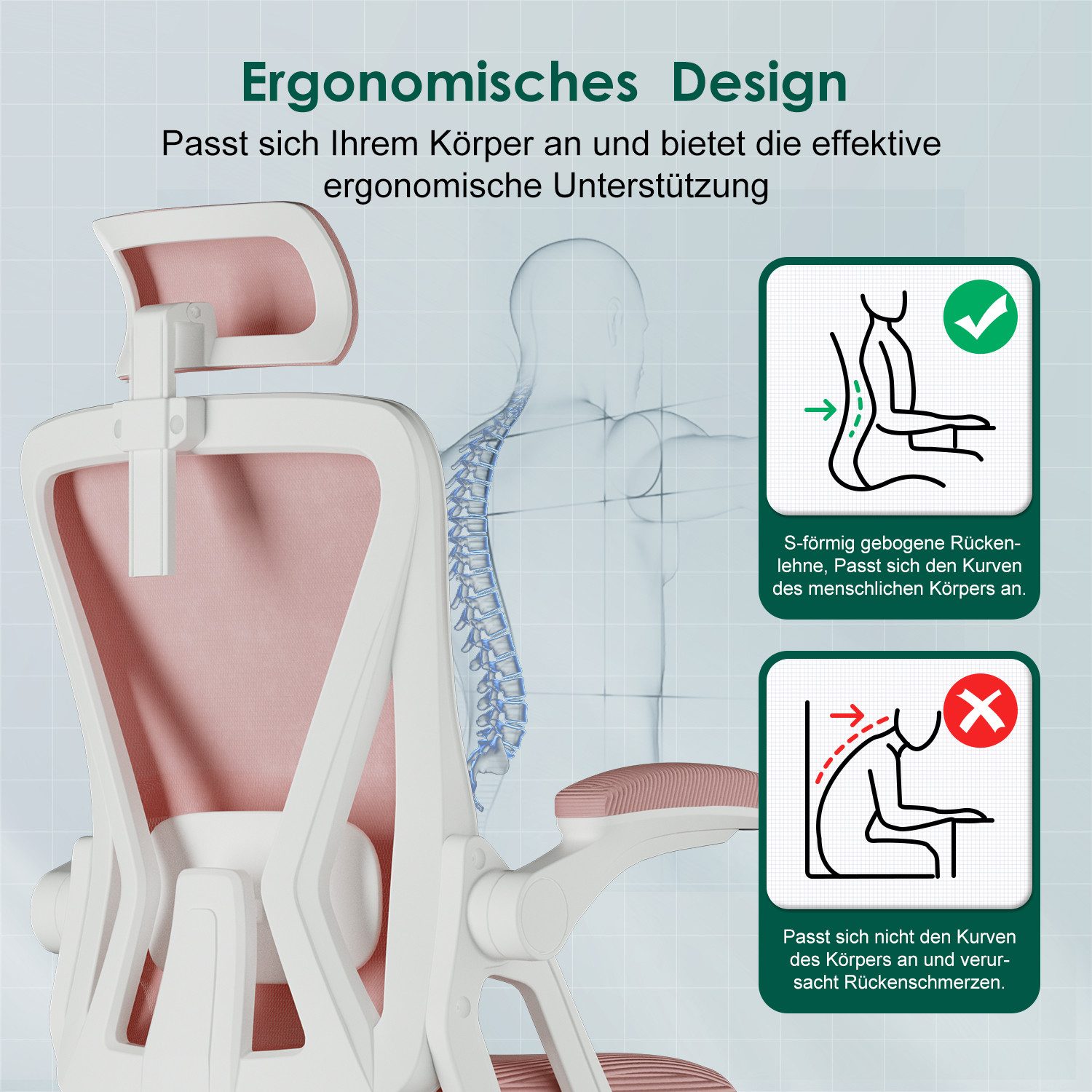 Homimaster Bürostuhl Bürostuhl Ergonomisch, Schreibtischstuhl mit günstig online kaufen