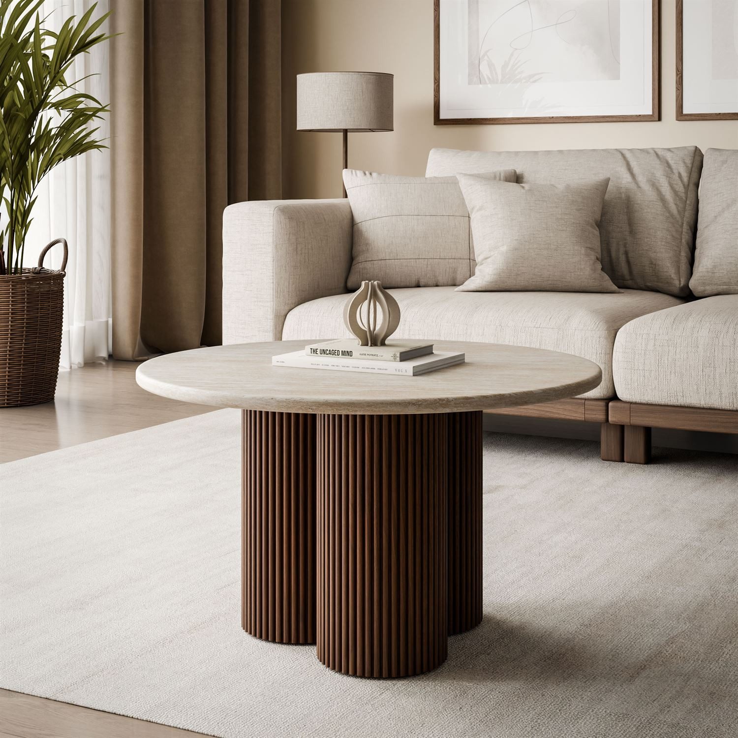 Lookway Couchtisch CANYON mit geriffeltem Sockel