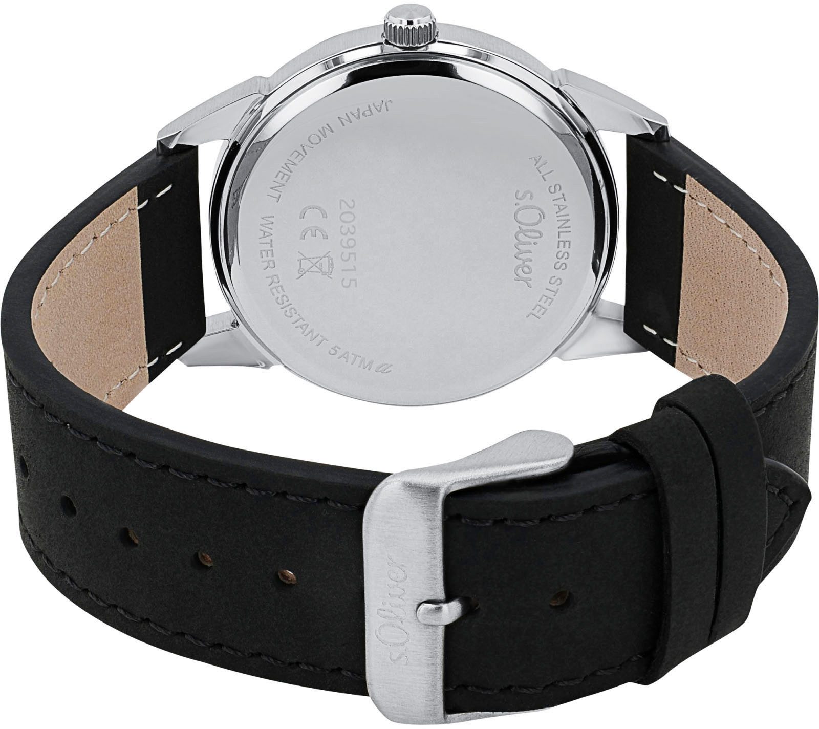 s.Oliver Quarzuhr 2039515, Armbanduhr, Herrenuhr, Lederarmband, günstig online kaufen